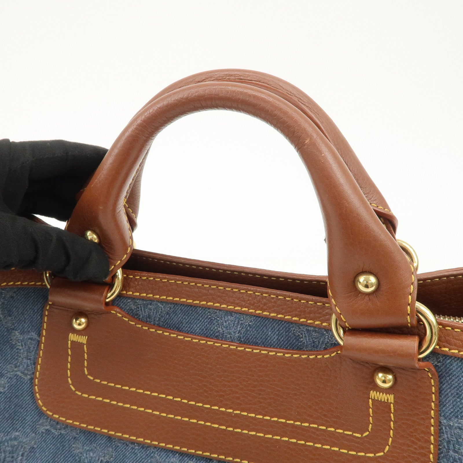 CELINE Macadam Denim Leather Boogie Bag Blue Brown