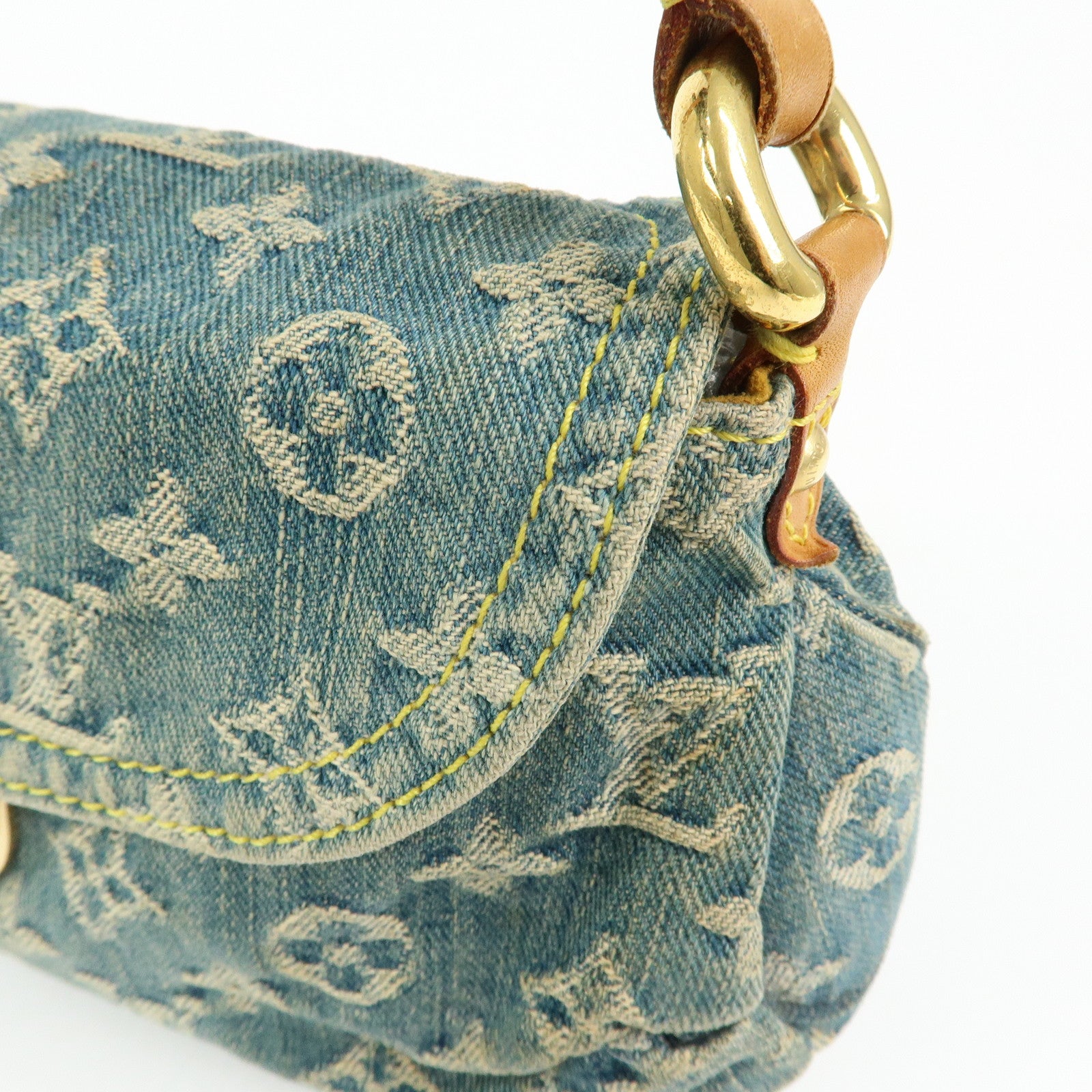 Louis Vuitton Monogram Denim Mini Pleaty Shoulder Bag Blue M95050