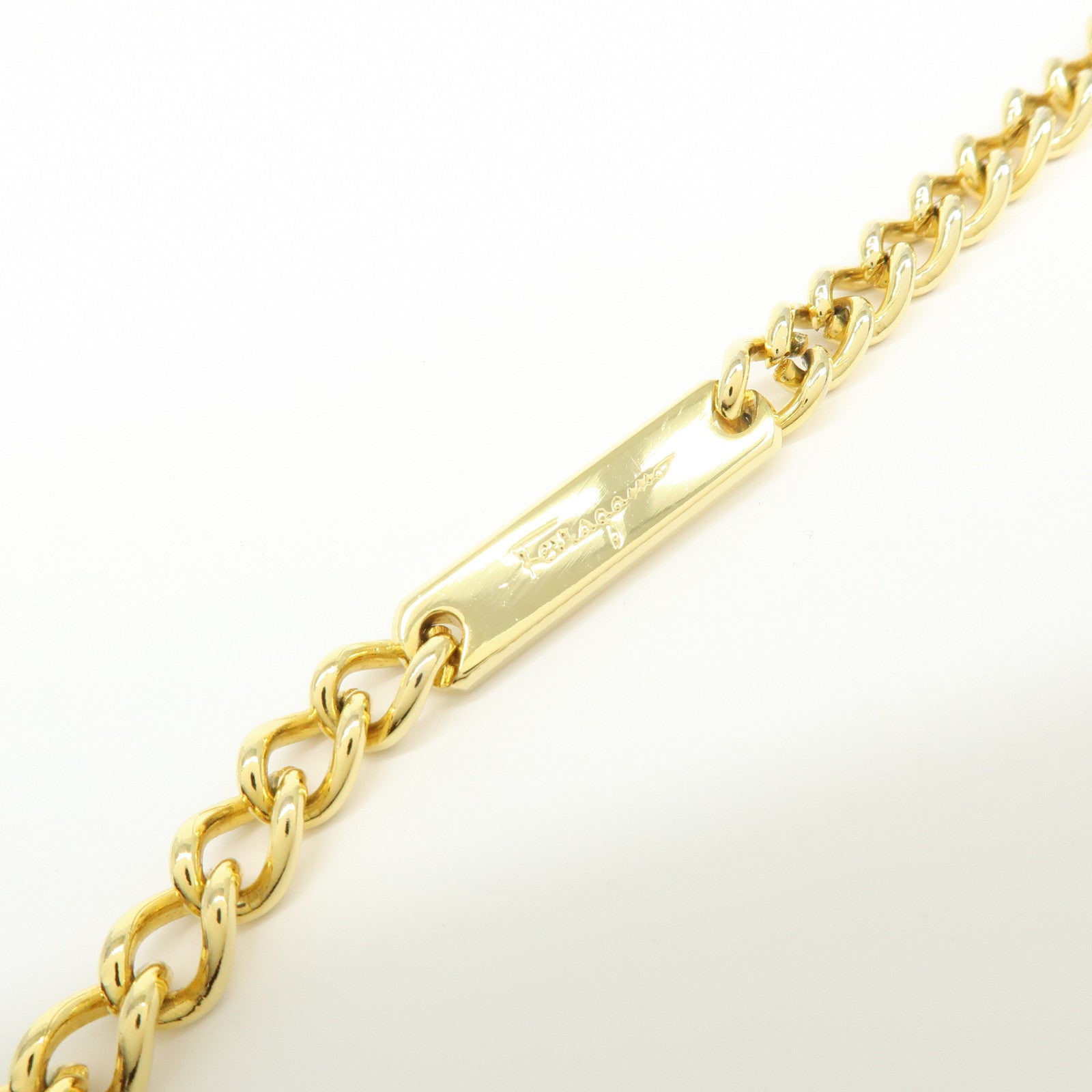 Ferragamo Gancini Calf Skin Leather Chain Shoulder Bag Brown