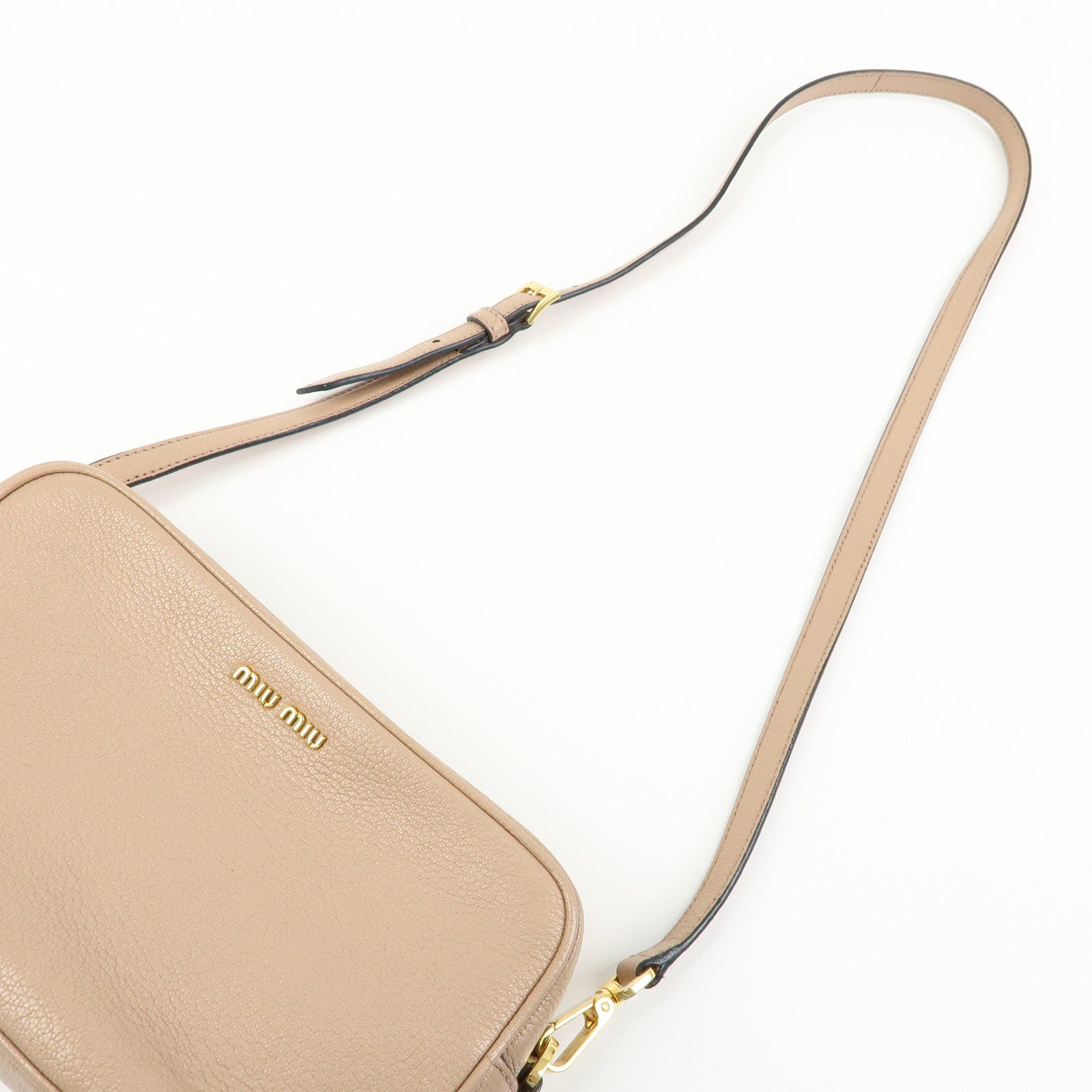 MIU MIU Madras Leather Camera Bag Shoulder Bag Crossbody Bag Beige