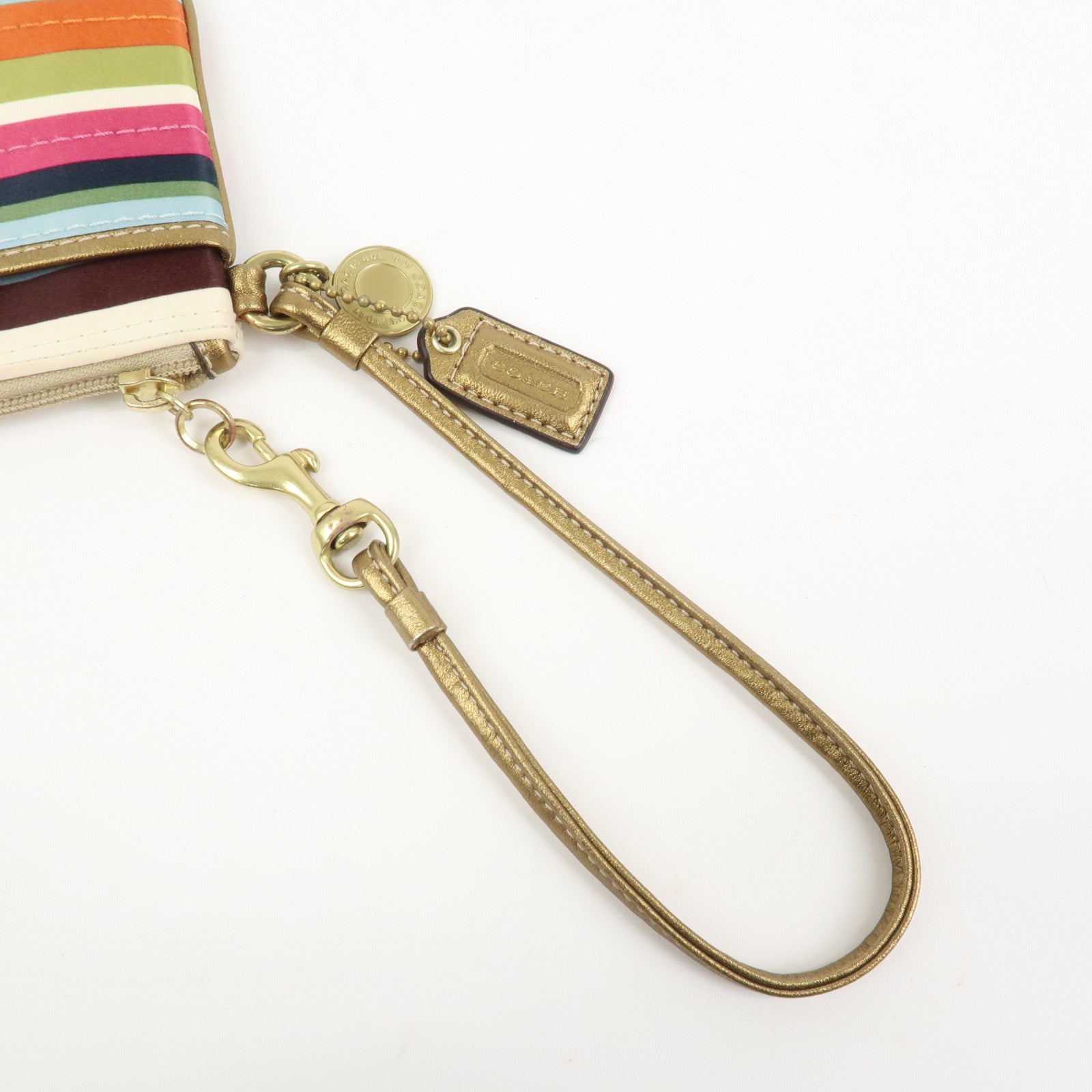 COACH Signature Set of 3 Silk Canvas Leather Hand Bag Pouch Pink