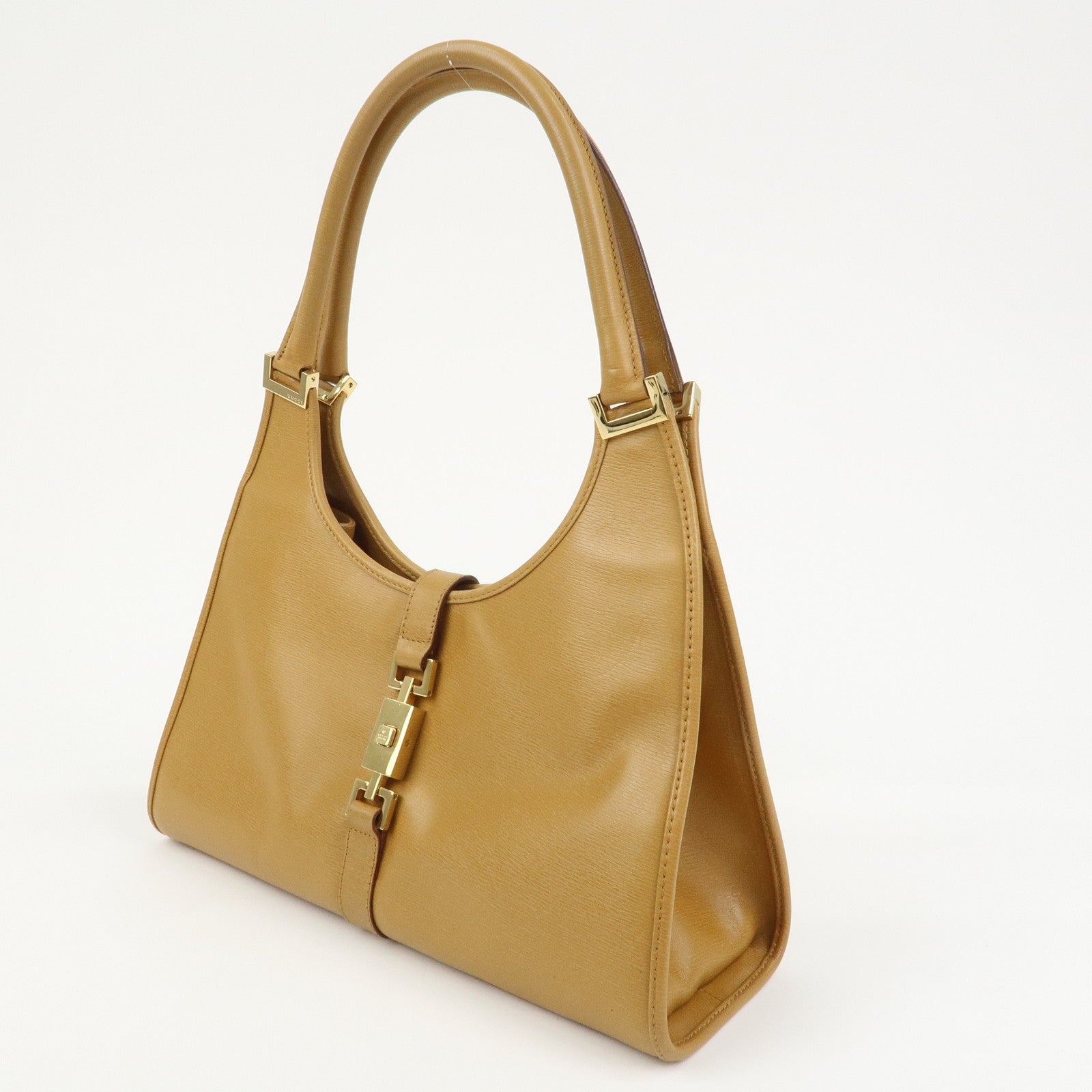 GUCCI Jackie Logo Leather Shoulder Bag Hand Bag Brown 002・1067