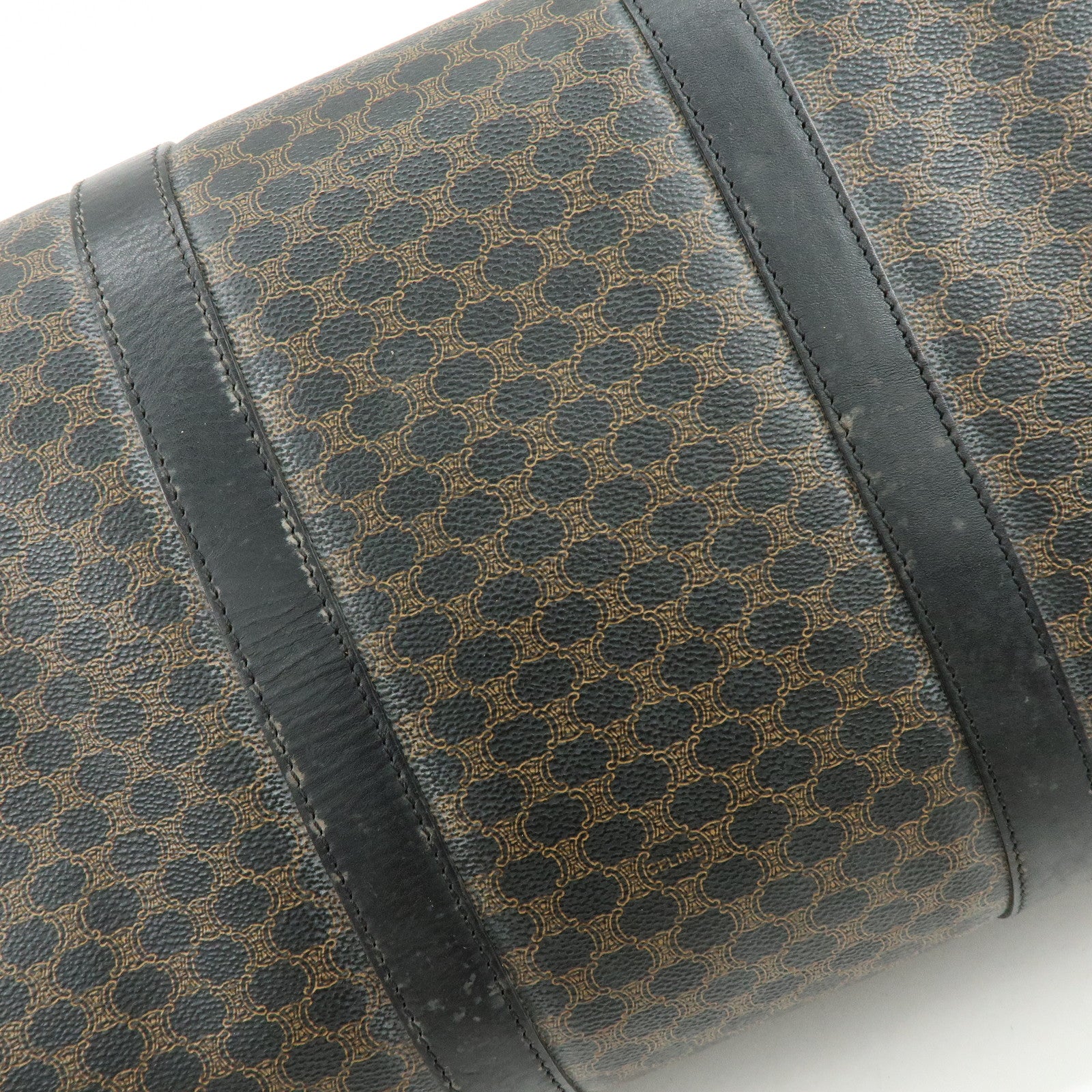 CELINE Macadam PVC Leather Boston Bag Tote Bag Black Brown