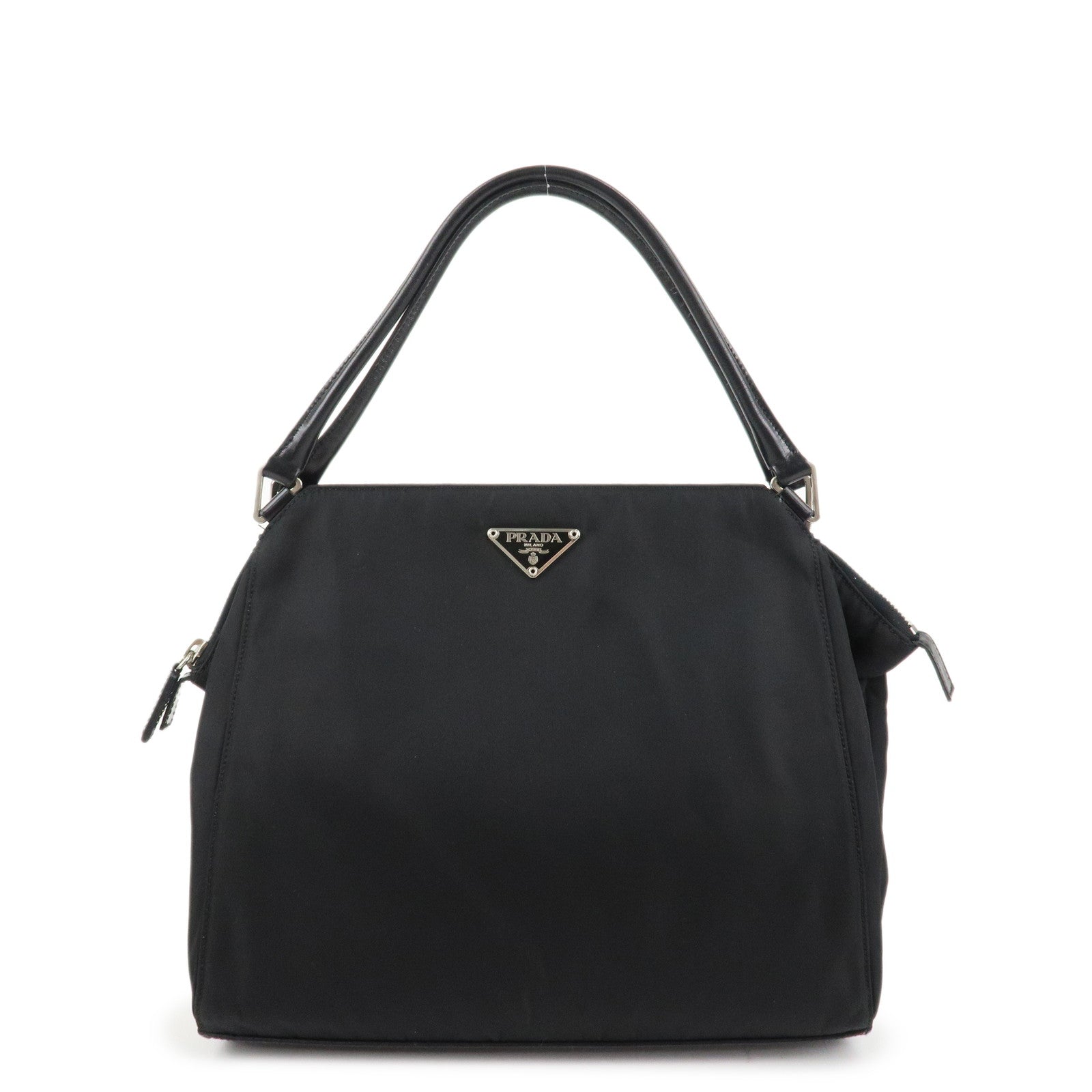 PRADA Triangle Logo Nylon Leather Tote Bag Shoulder Bag B11093 Used