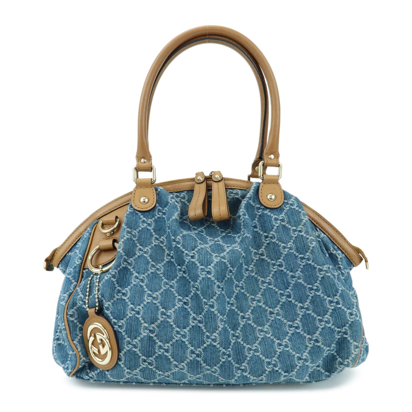 GUCCI Sukey Interlocking G Denim 2Way Hand Shoulder Bag Blue 223974