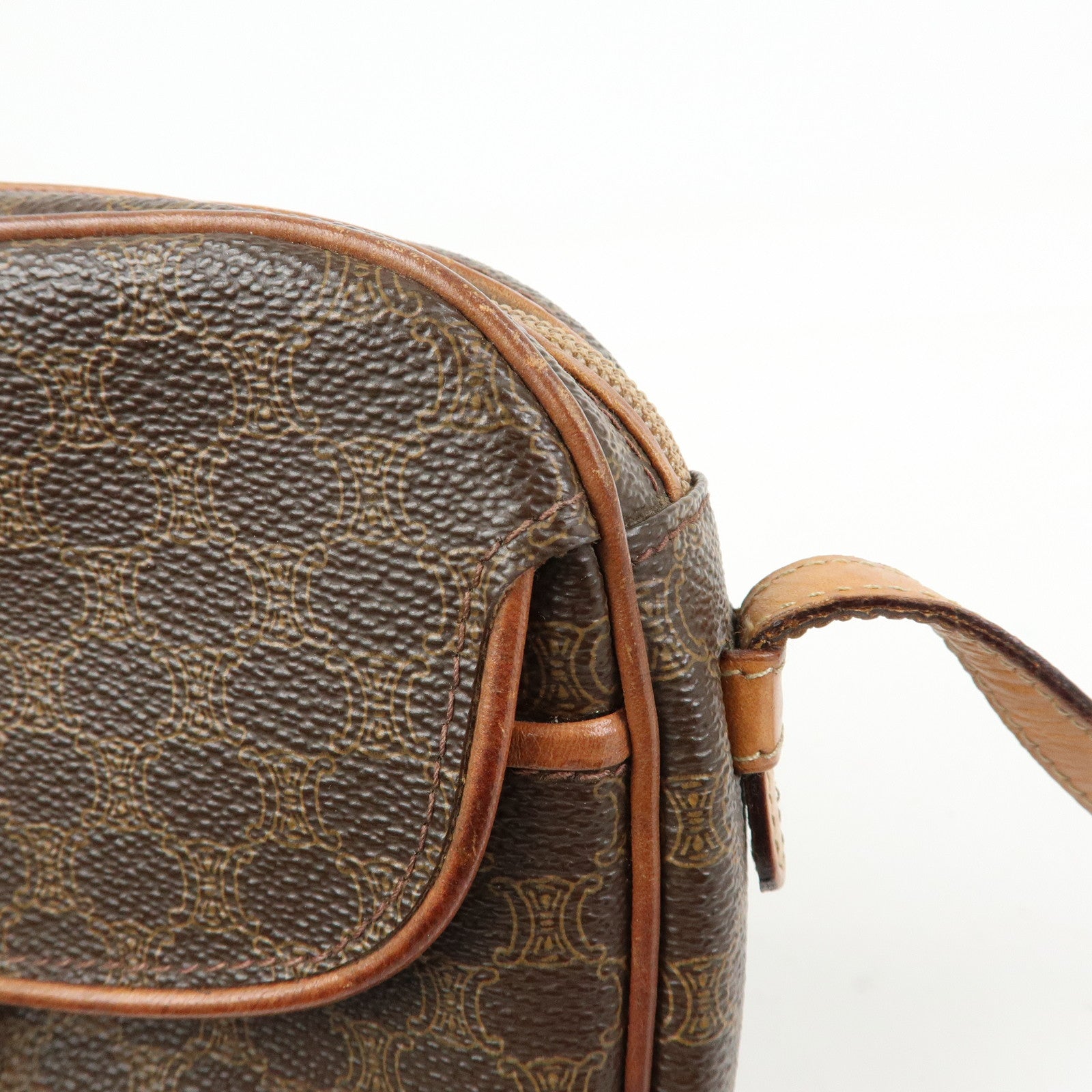 CELINE Macadam PVC Leather Shoulder Bag Crossbody Bag Brown