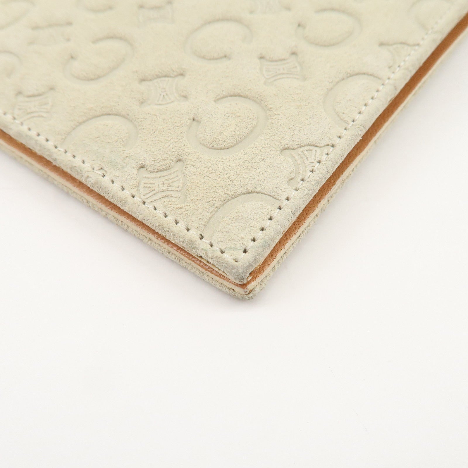 CELINE C Macadam Suede Shoulder Bag Crossbody Bag Ivory