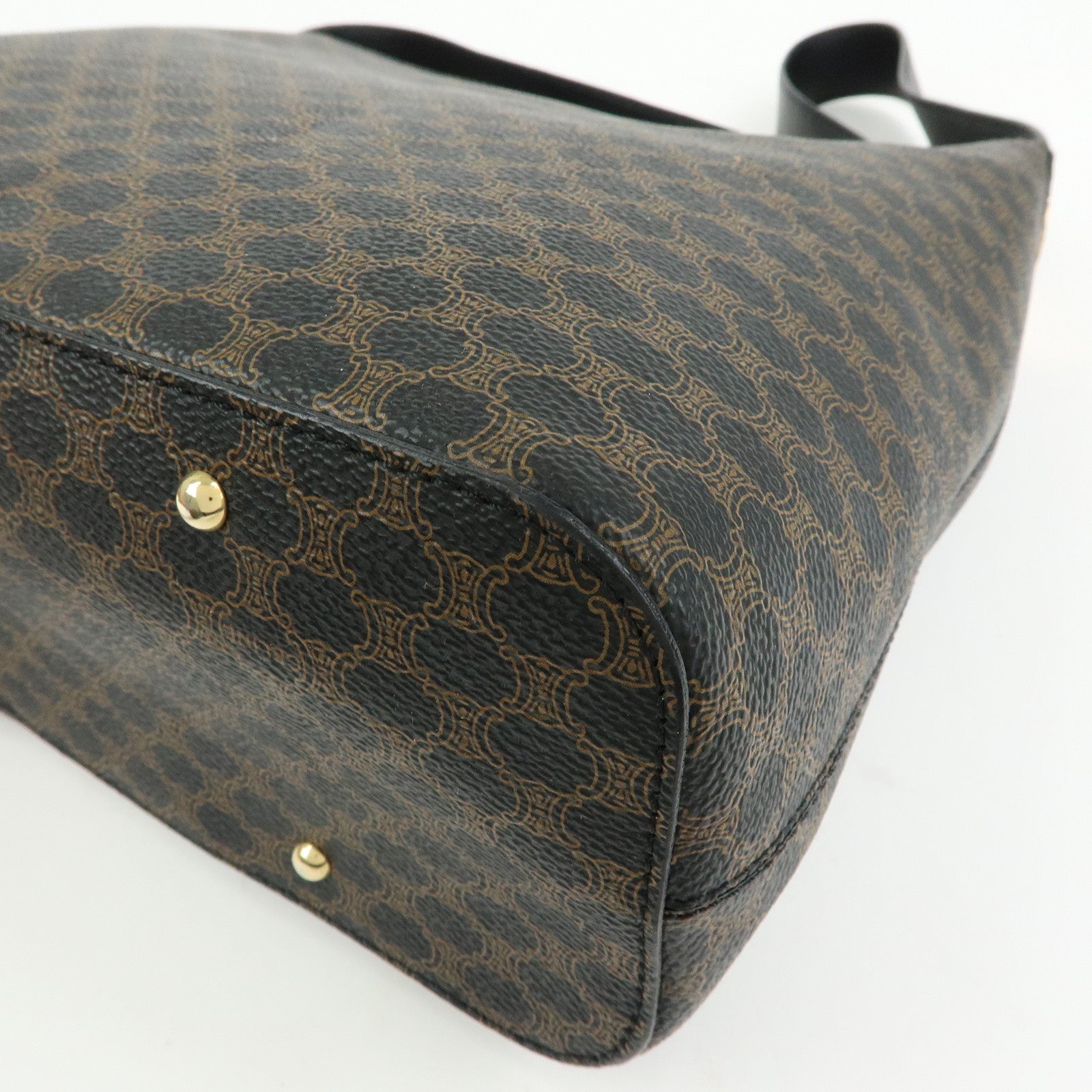 CELINE Macadam PVC Leather Shoulder Bag Black Brown