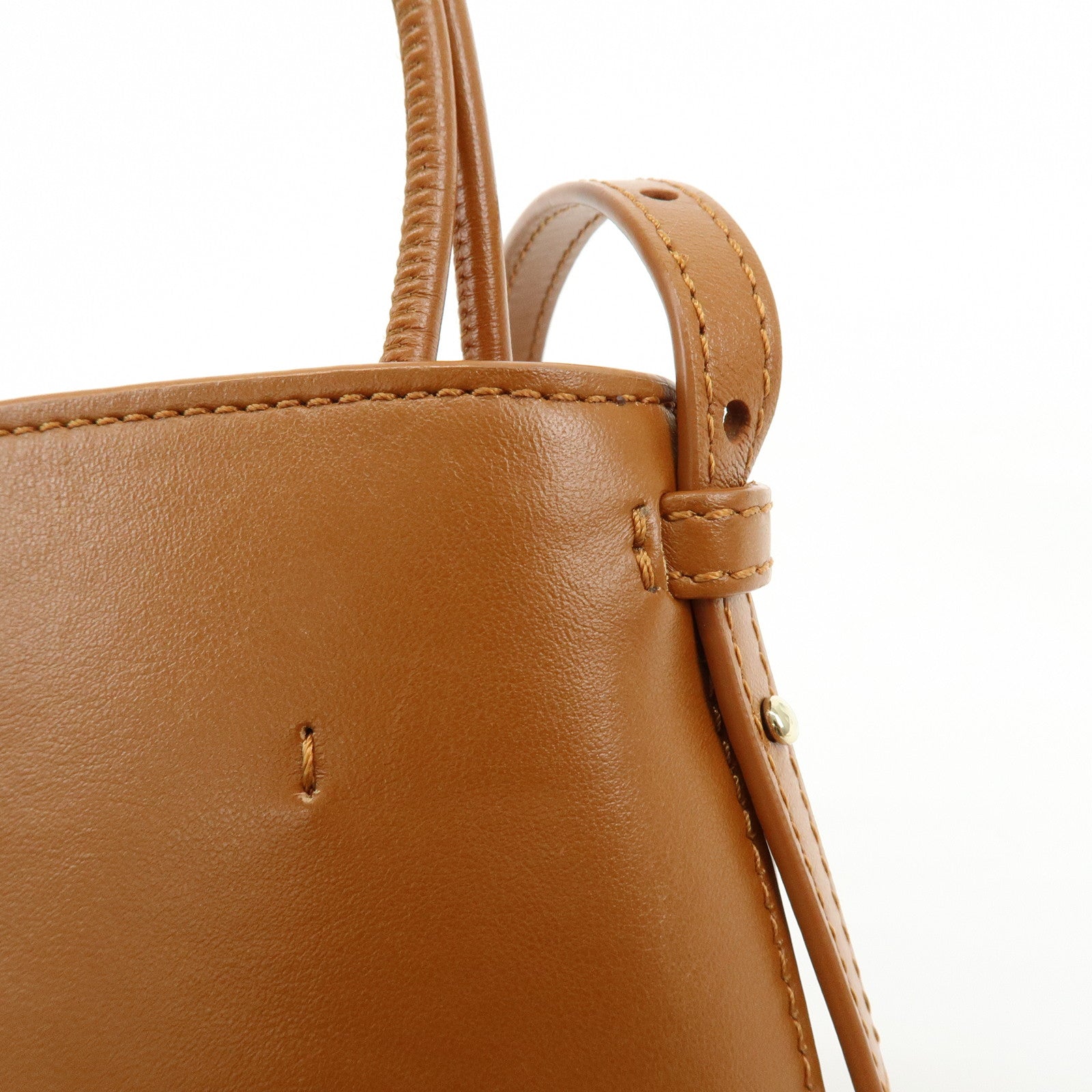 Chloe Micro Tote Bag Leather 2Way Bag Shoulder Bag Hand Bag Camel