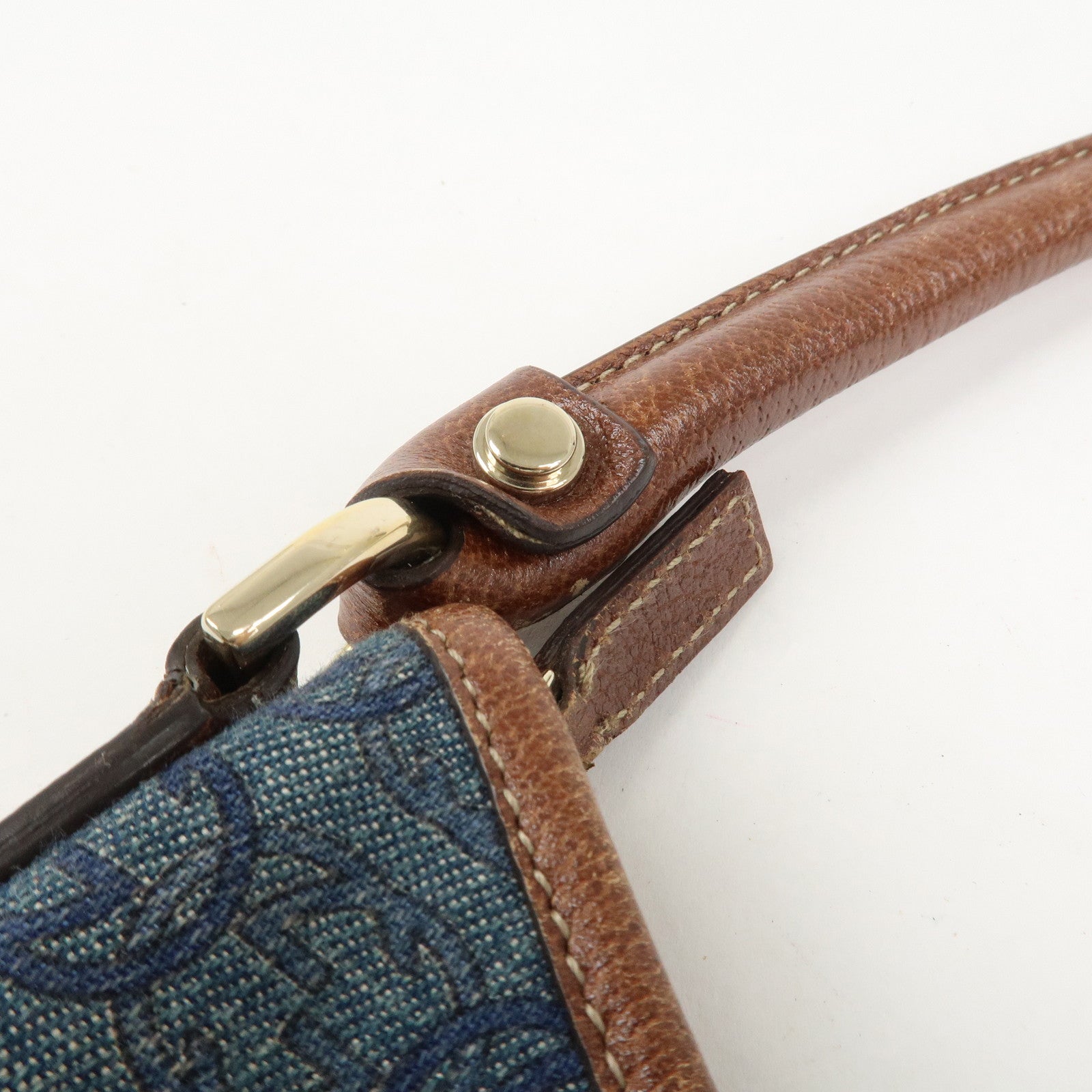 GUCCI Abbey GG Denim Canvas Leather Shoulder Bag Hand Bag 130738