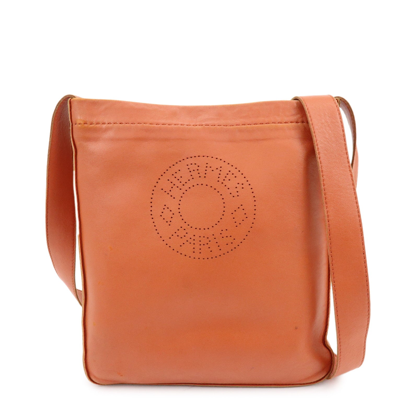 HERMES Leather Clou de Selle Shoulder Bag Crossbody Bag □P Stamped