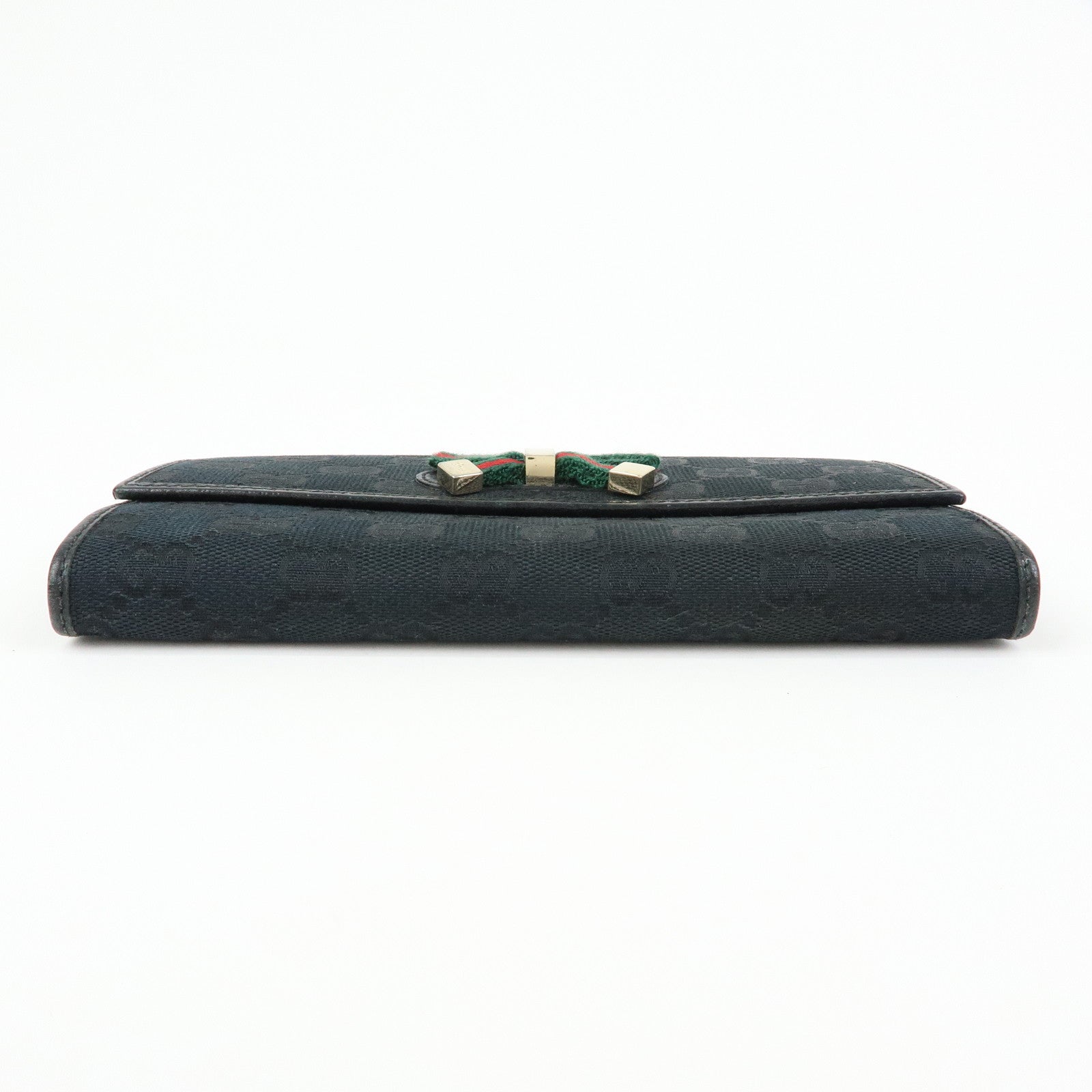 GUCCI  Princy GG Canvas Leather Long Wallet Black 167468