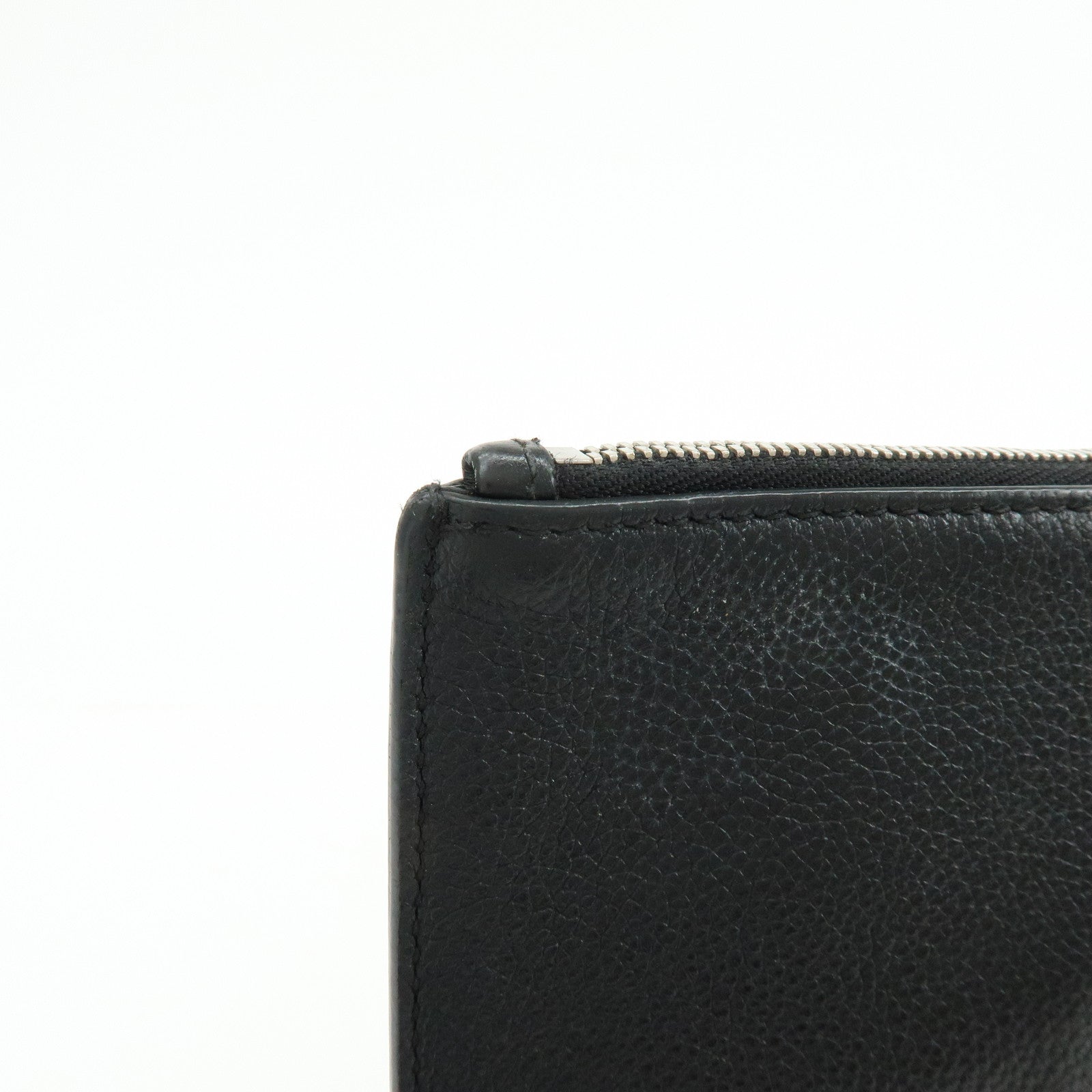BALENCIAGA Leather Clutch Bag Flat Bag Black