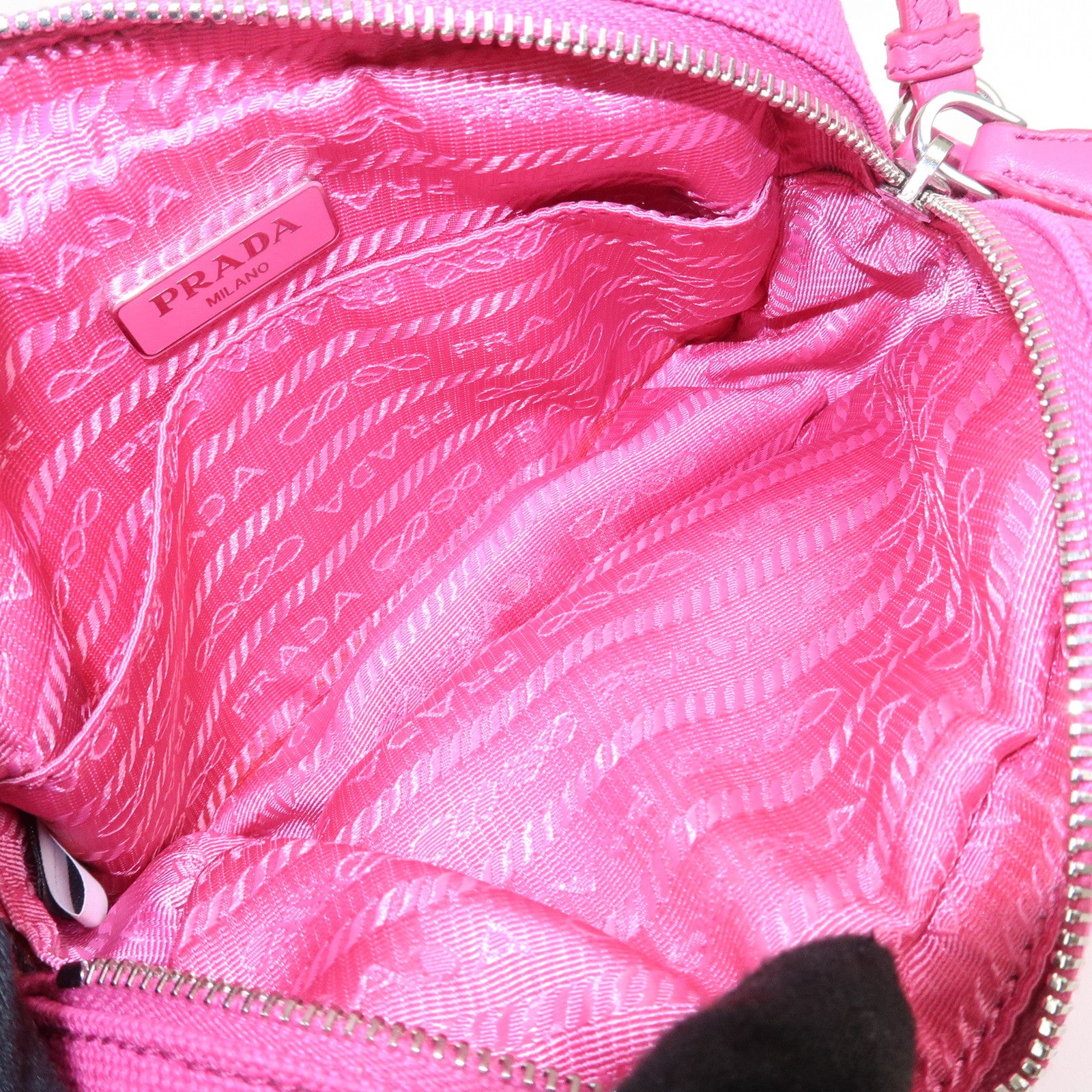 PRADA Grommet Canapa Mini Canvas 2Way Bag Hand Bag Pink 1BG439