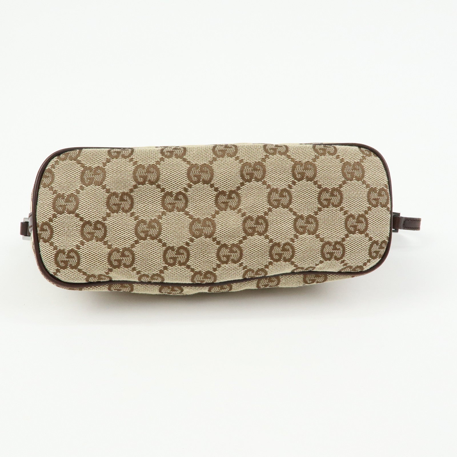 GUCCI Boat Bag GG Canvas Leather Hand Bag Beige Brown 07198