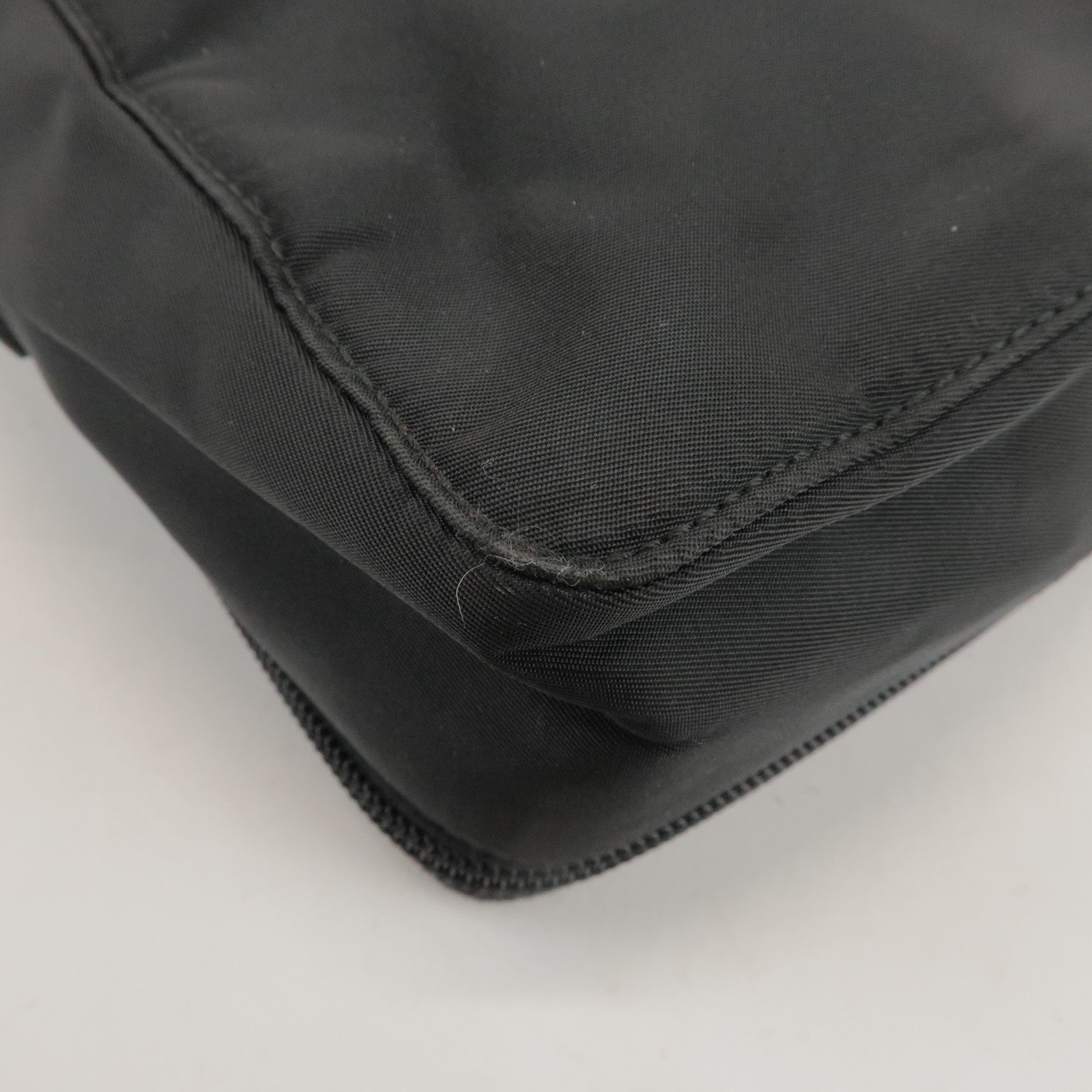 PRADA Triangle Logo Nylon Leather Crossbody Bag Shoulder Bag Black