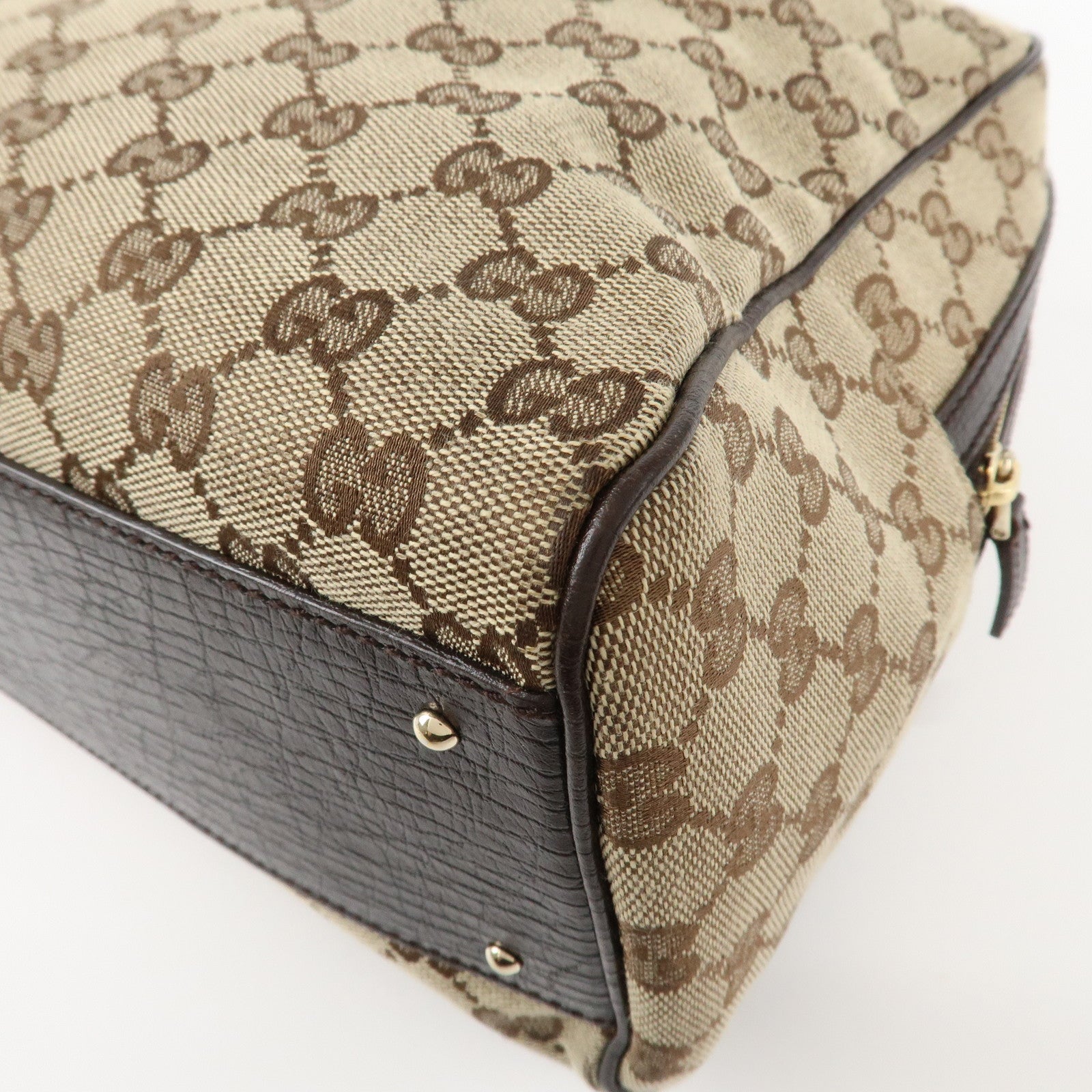 GUCCI Horsebit Sherry GG Canvas Leather Shoulder Bag Beige Brown 141503 Used