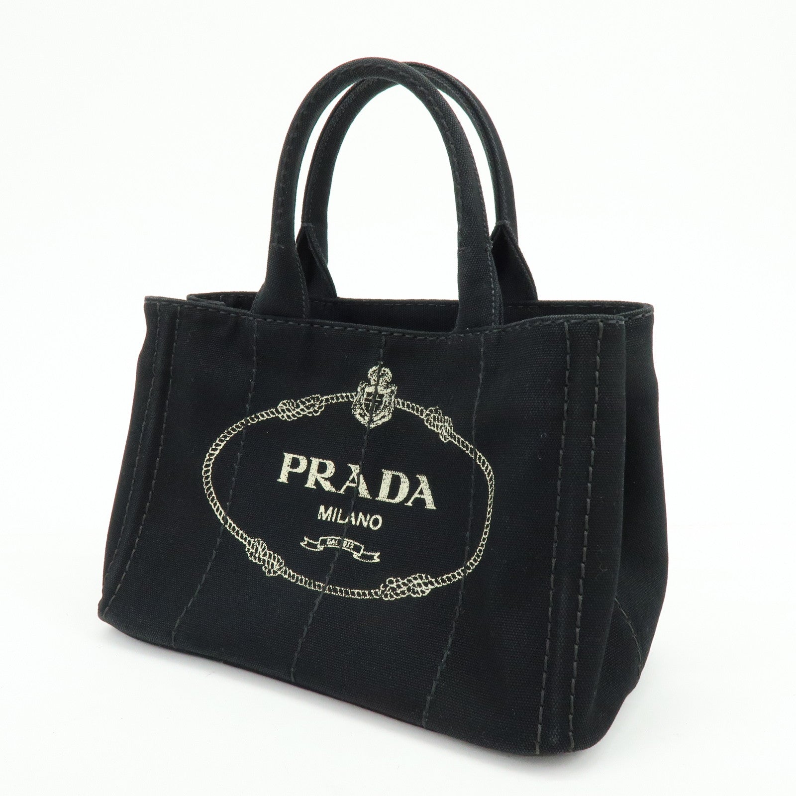 PRADA Triangle Logo Canapa Mini Canvas 2Way Bag Hand Bag 1BG439