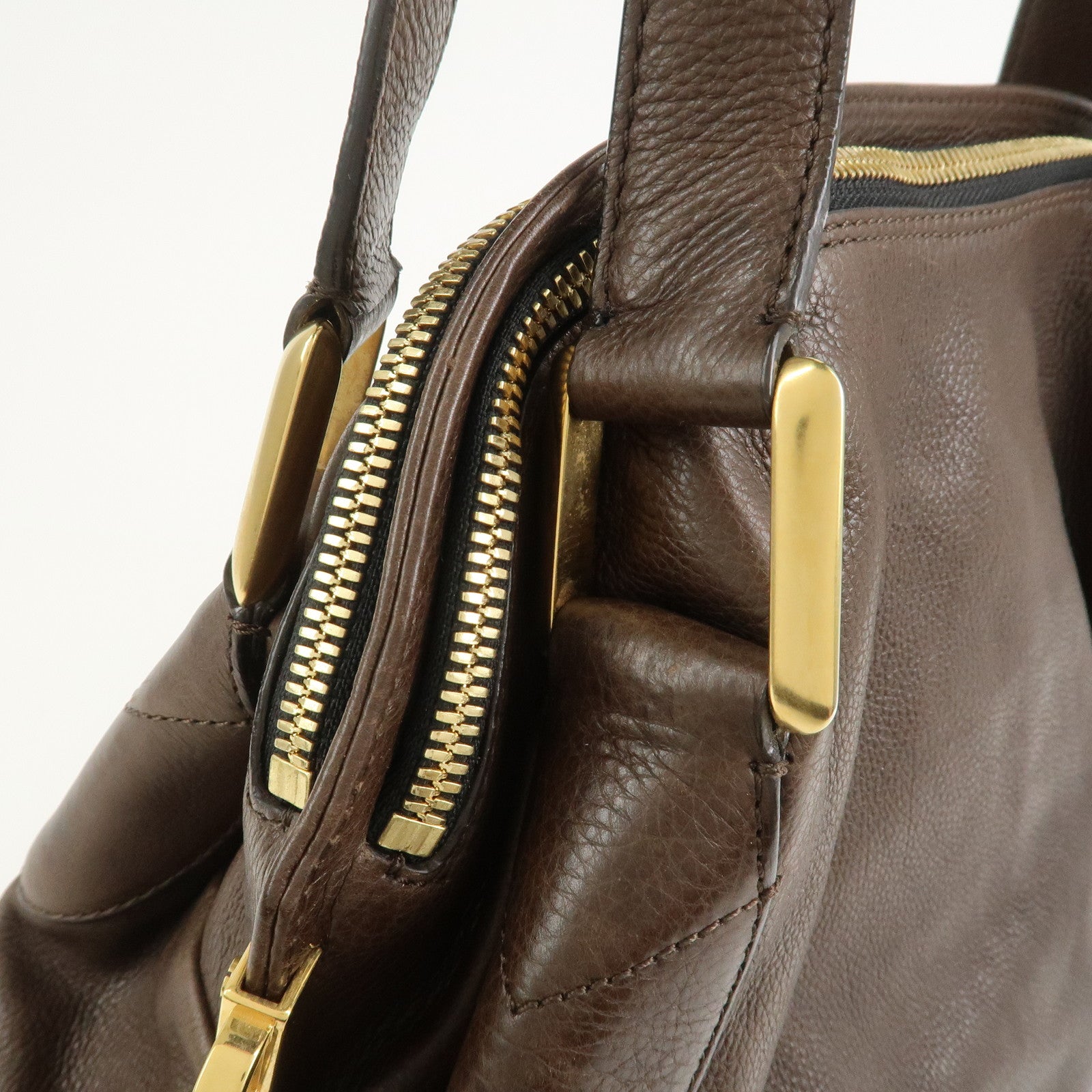 Chloe Marcie Leather 2Way Bag Shoulder Hand Bag Brown 03.10.662