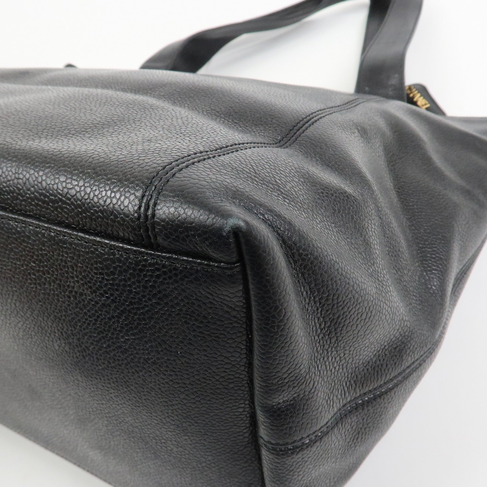 CHANEL COCO Mark Caviarskin Tote Bag Shoulder Bag Hand Bag Black