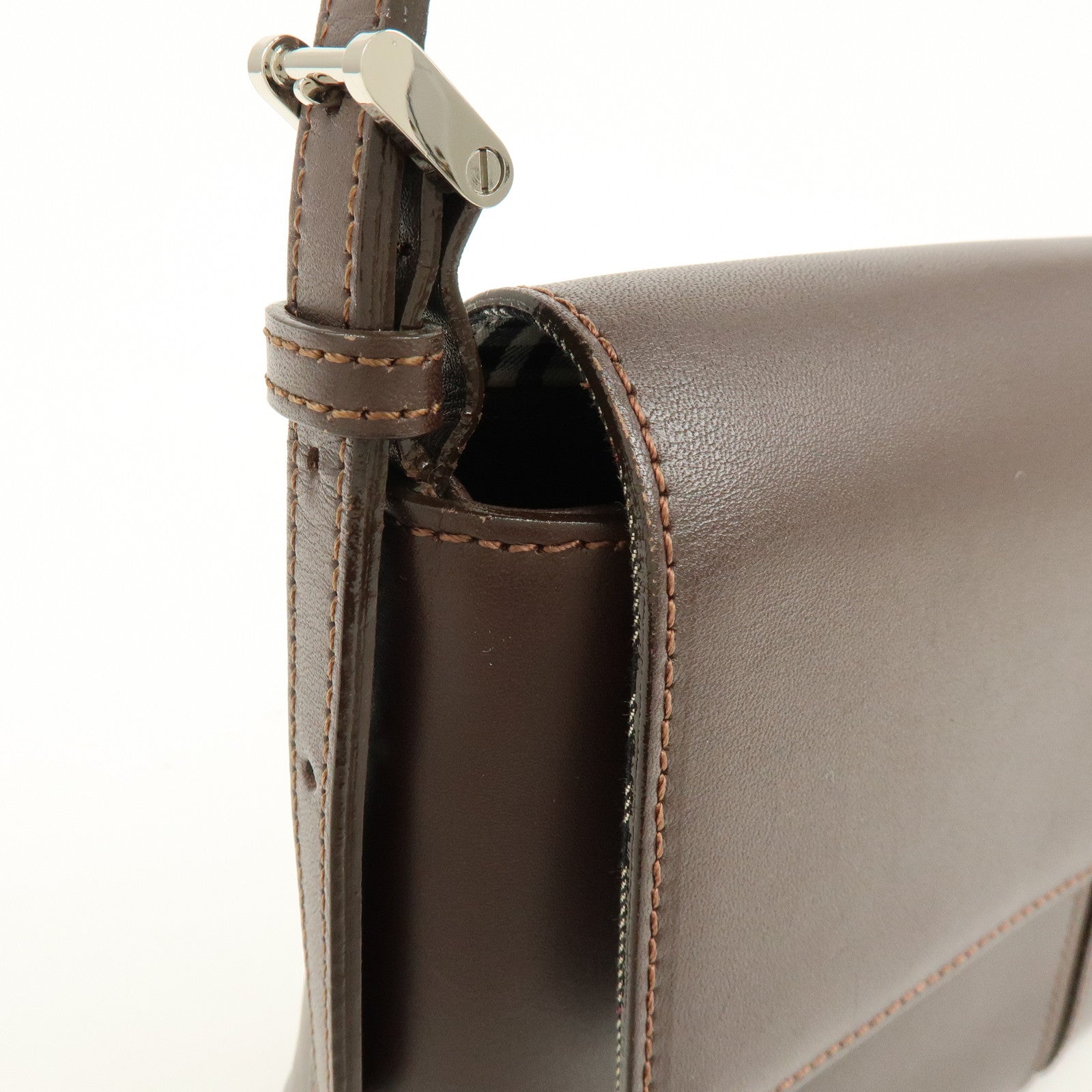 BURBERRY Leather Hand Bag Shoulder Bag Brown
