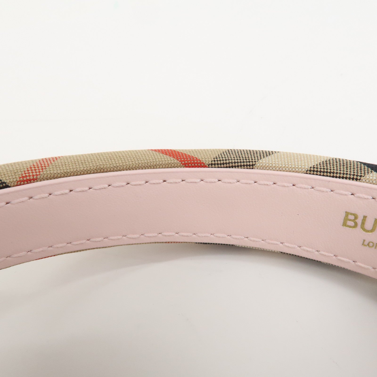 BURBERRY Nova Plaid Canvas Headband Beige