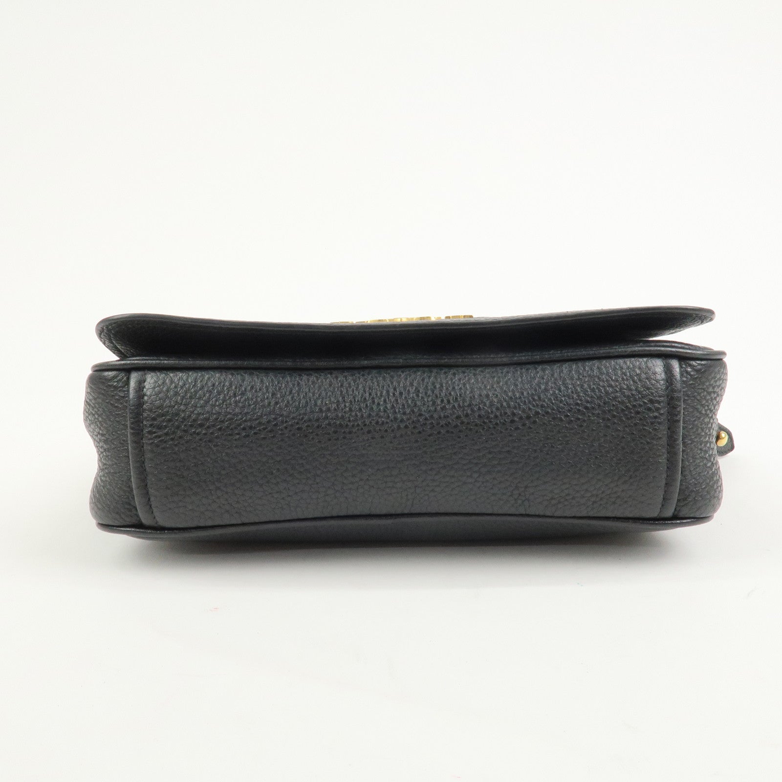 PRADA Logo Leather Shoulder Bag Black 1BD163