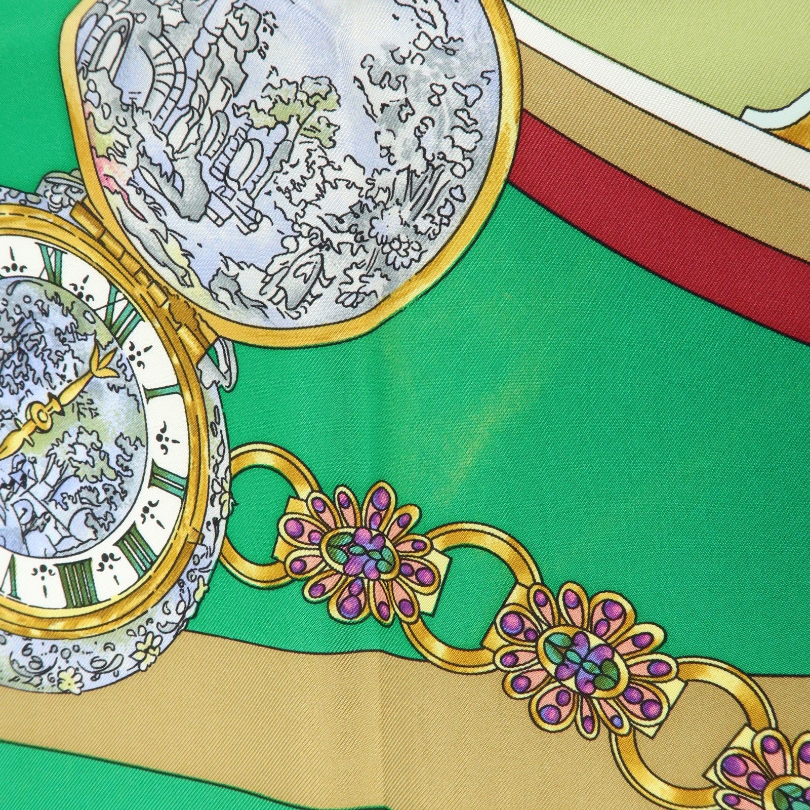 HERMES Carre90 Silk100% Scarf Parmi les fleurs je compte les heures