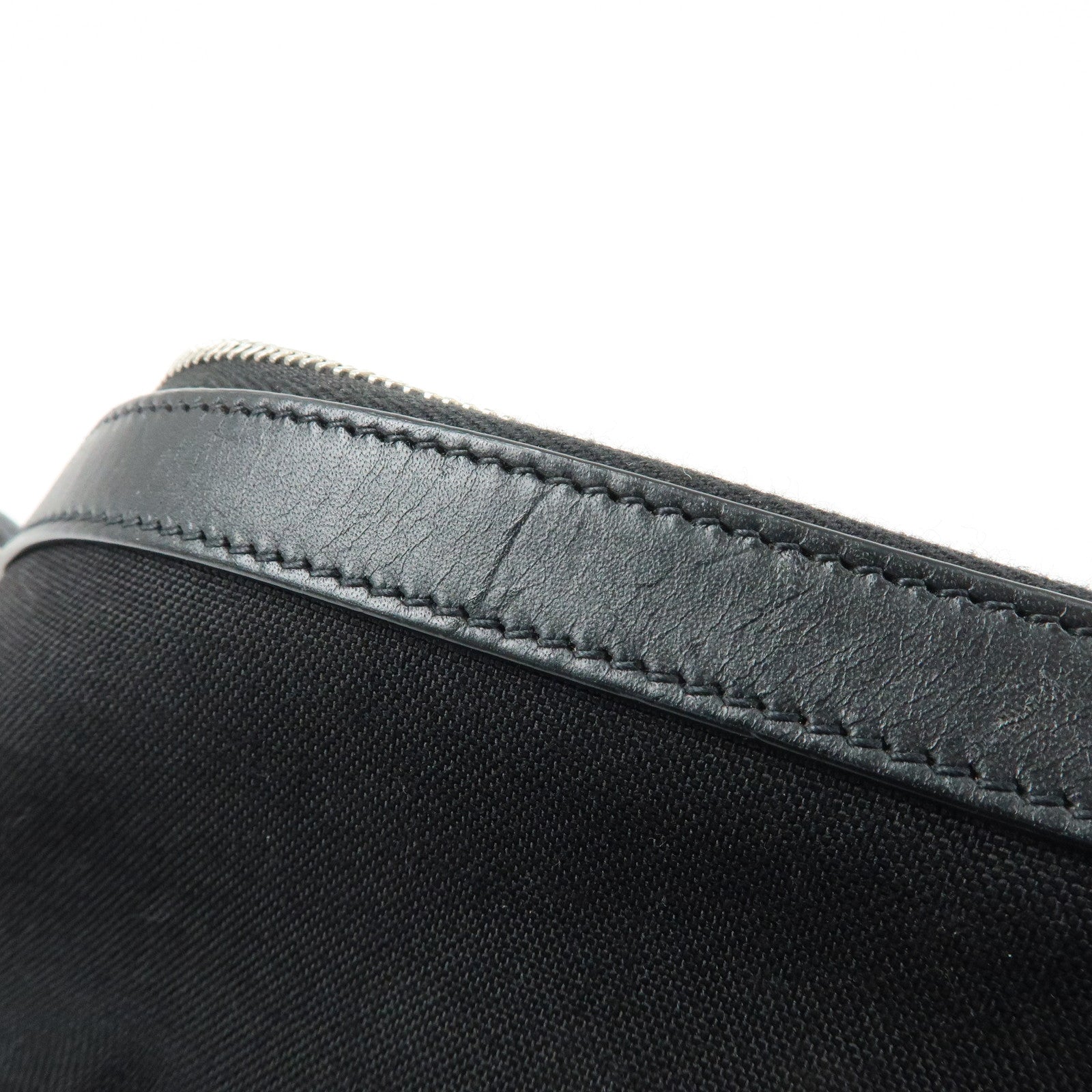 SAINT LAURENT PARIS Canvas Leather Waist Bag Body Bag Black 557831