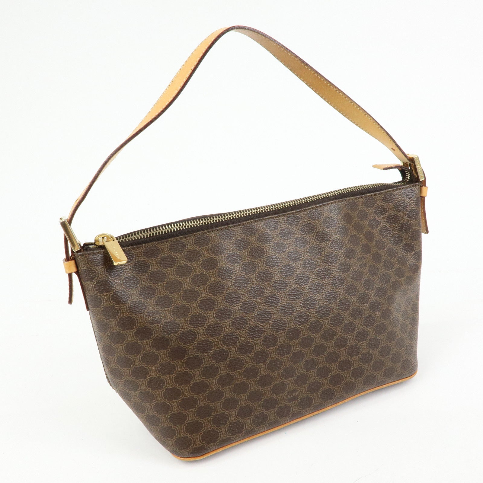 CELINE Macadam PVC Leather Shoulder Bag Hand Bag Brown