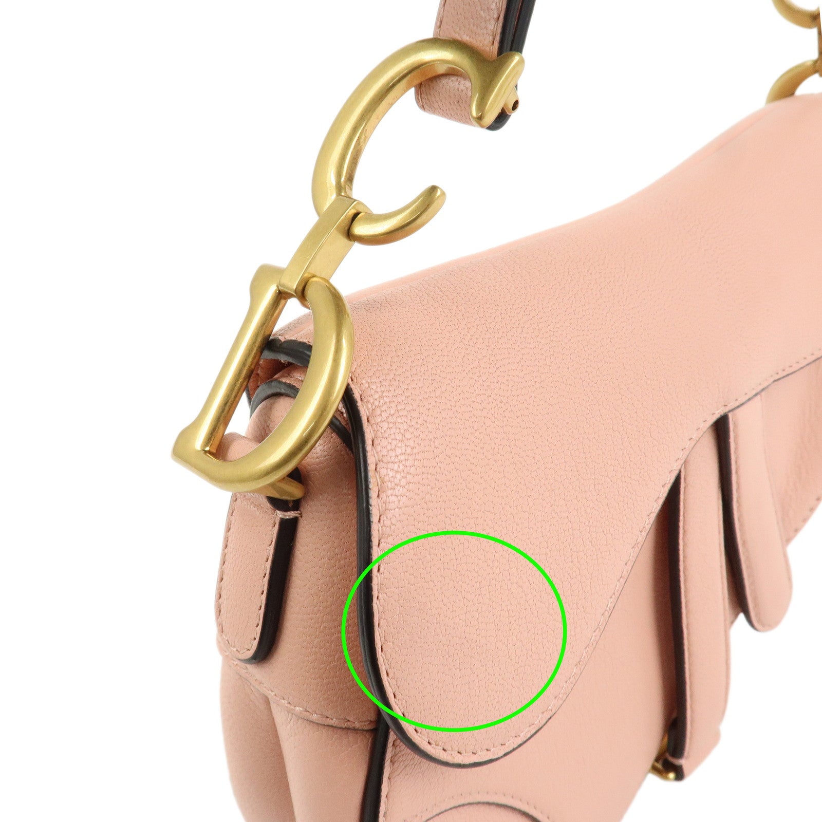 Christian Dior CD Logo Leather Saddle Bag Mini Hand Bag Pink