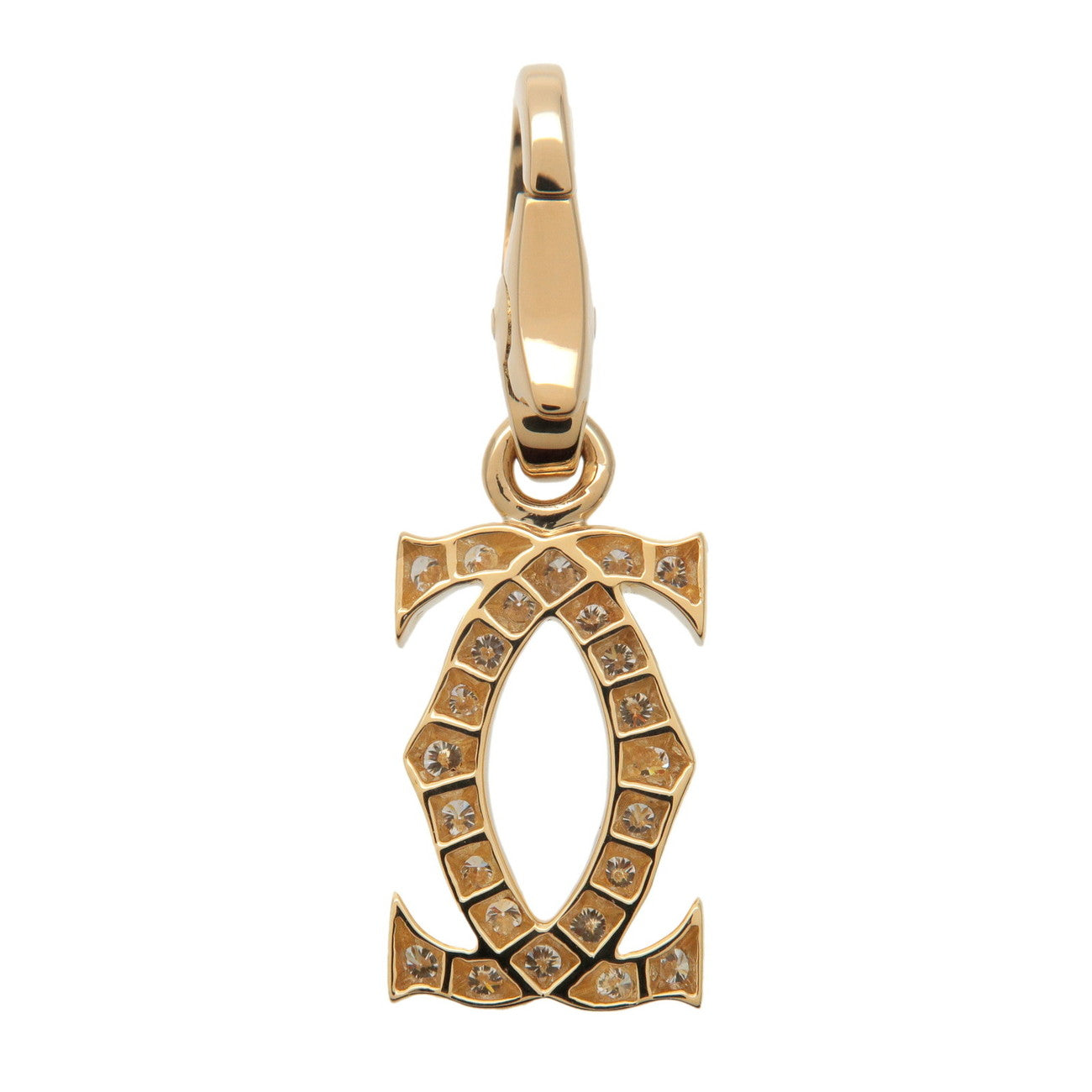 Cartier 2C Diamond Necklace Charm K18YG 750YG Yellow Gold