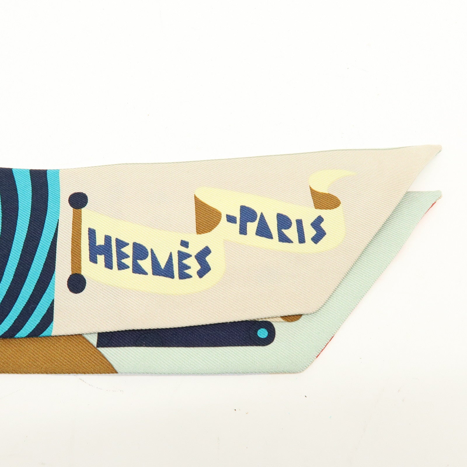 HERMES Silk 100% Twilly Parade en Fanfare Blue Multicolor