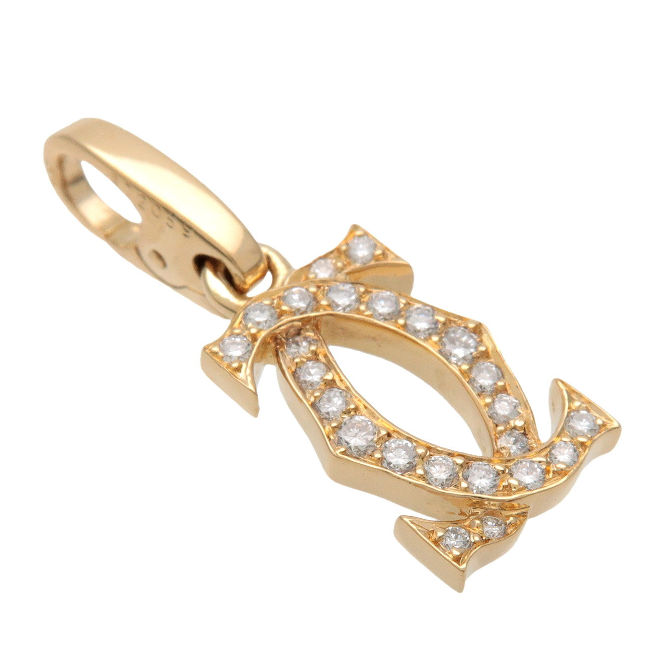 Cartier 2C Diamond Charm Pendant Top Necklace Top K18YG Yellow Gold