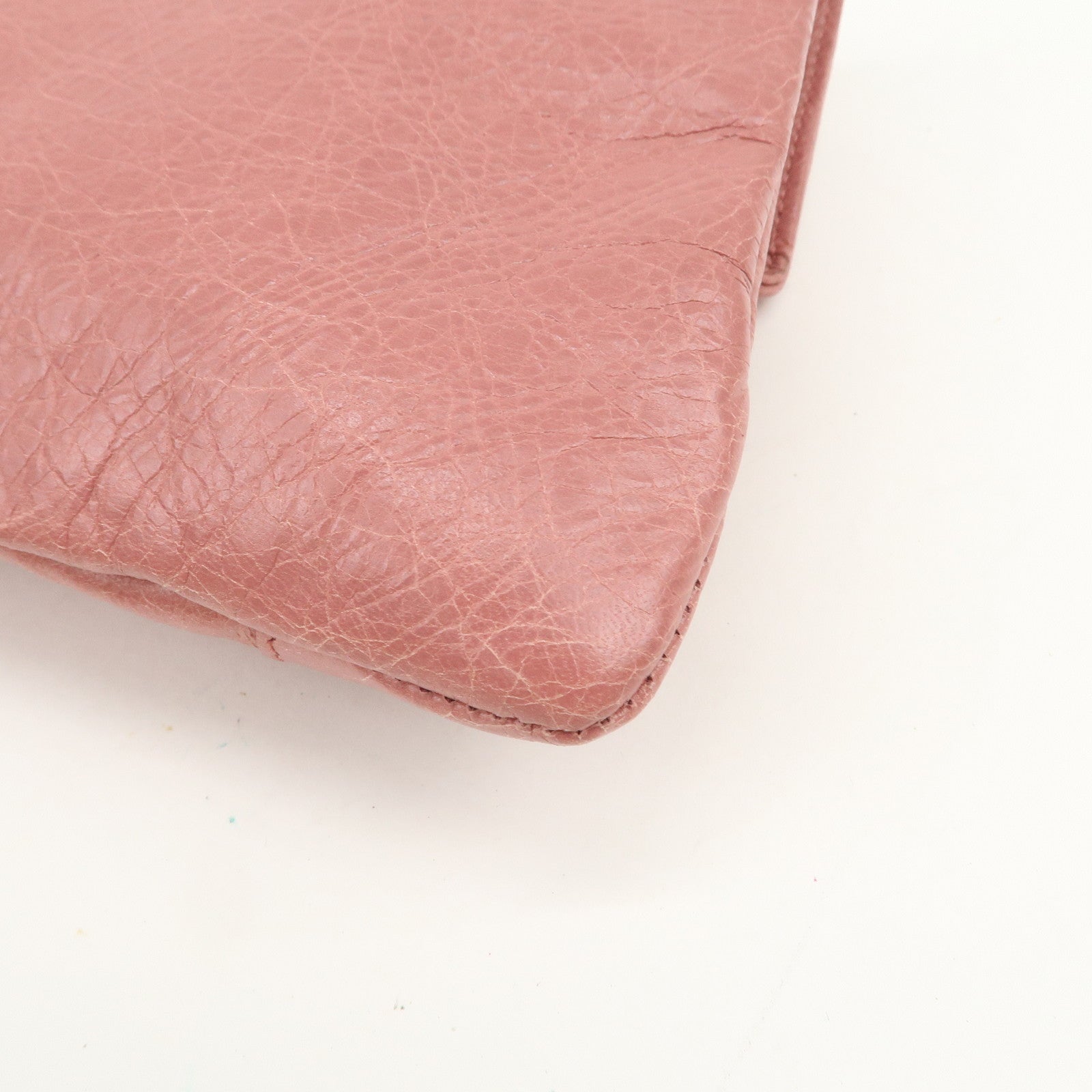BALENCIAGA Logo Leather Giant Clutch Bag Pink