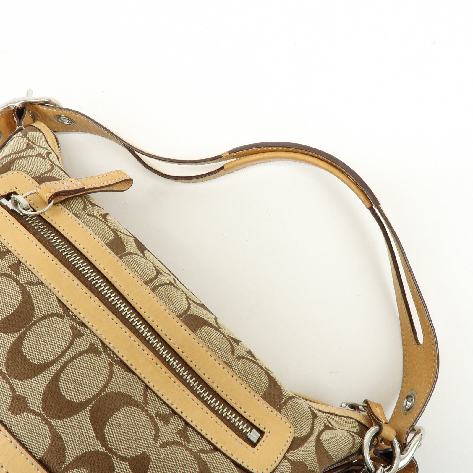 COACH Set of 2 Signature Canvas Leather Shoulder Bag Brown Black