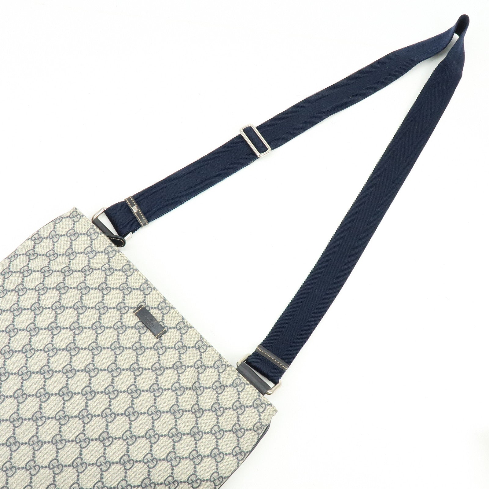GUCCI GG Supreme Shoulder Bag Crossbody Bag Gray Navy Beige 201446
