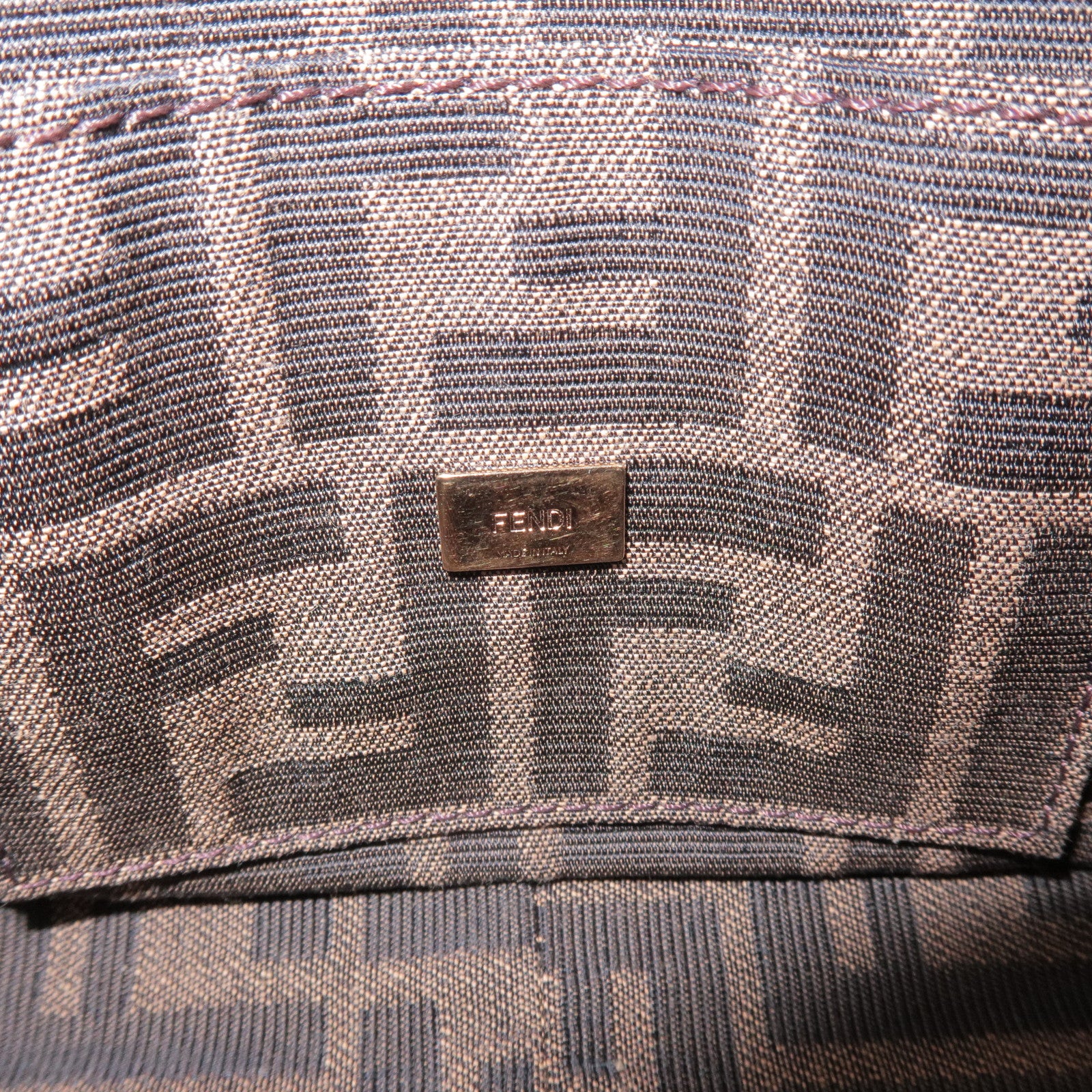 FENDI Baguette Mini Zucca Canvas 2Way Shoulder Bag Brown 8BS017