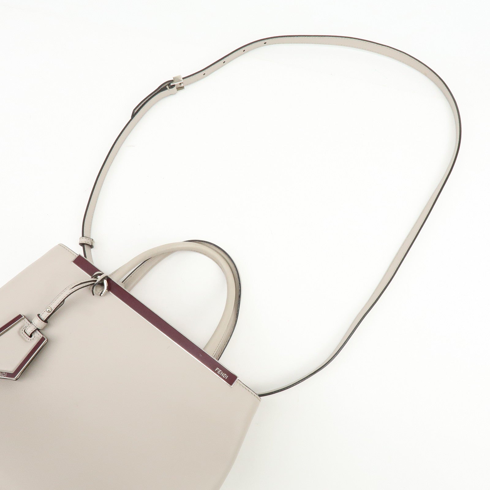FENDI Petit 2Jours Leather 2Way Bag Hand Bag Beige 8BH25