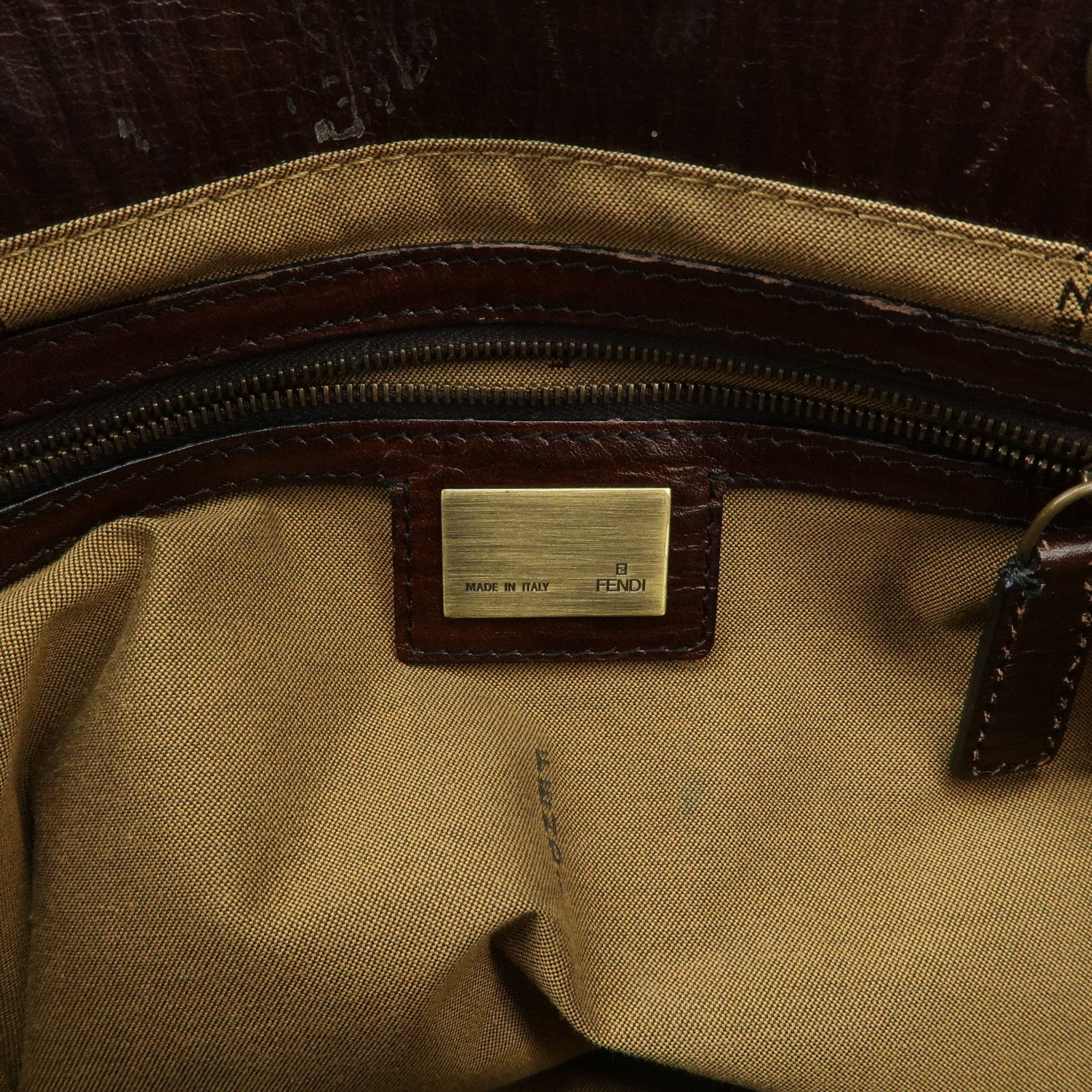 FENDI Suede Leather Ethnico Tote Bag Shoulder Bag Brown 8BN157