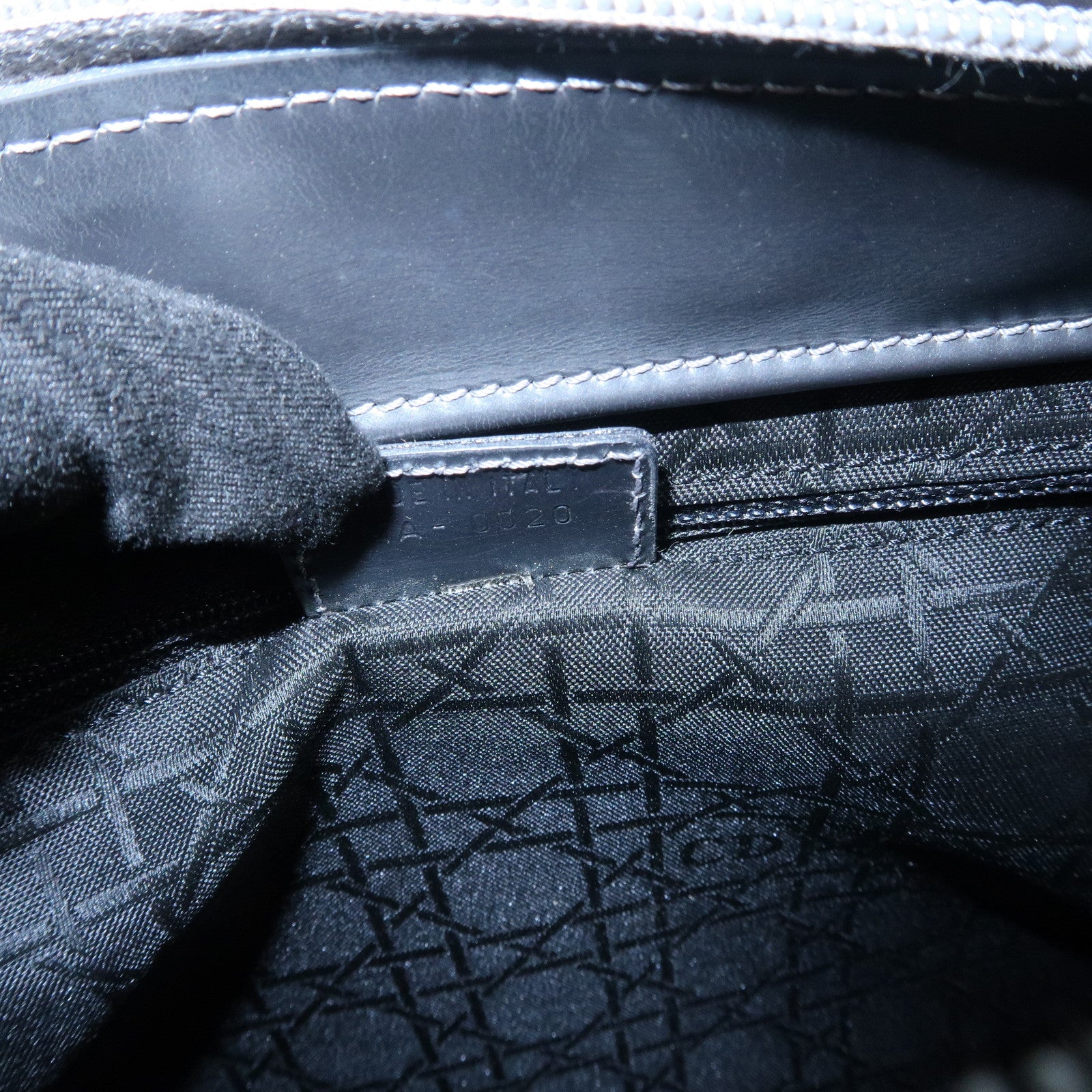 Christian Dior Maris Pearl Logo Leather Hand Bag Gray