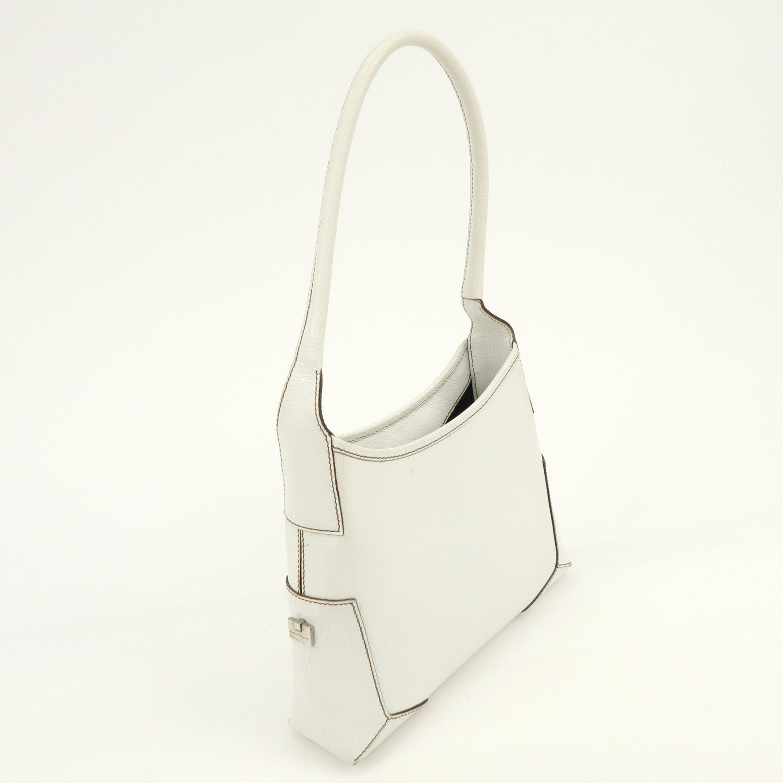 Ferragamo Leather Shoulder Bag Hand Bag White