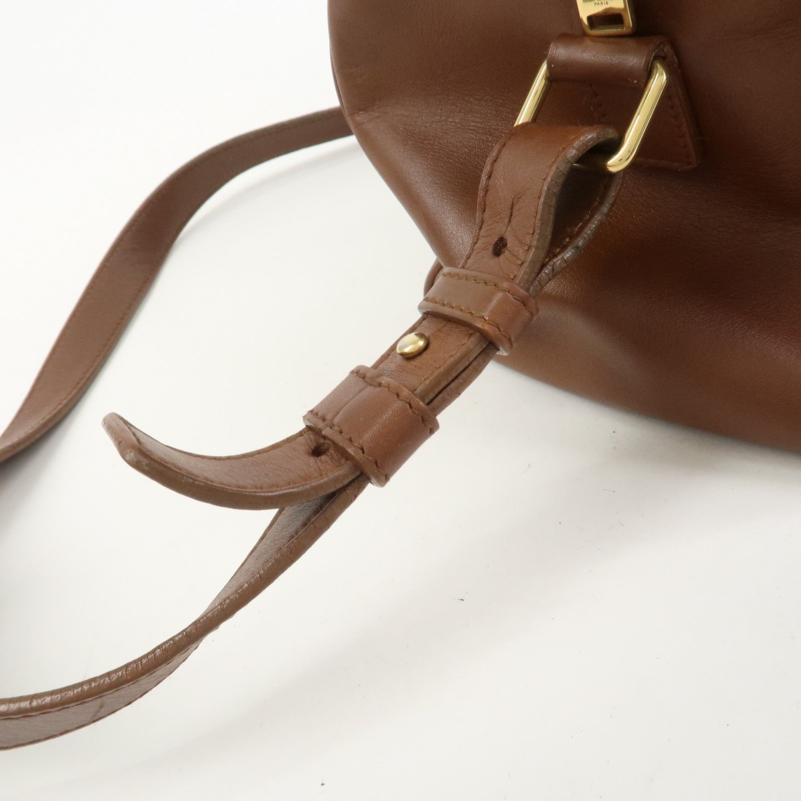 SAINT LAURENT PARIS Leather Duffle 6 2Way Bag Hand Bag Brown 322049
