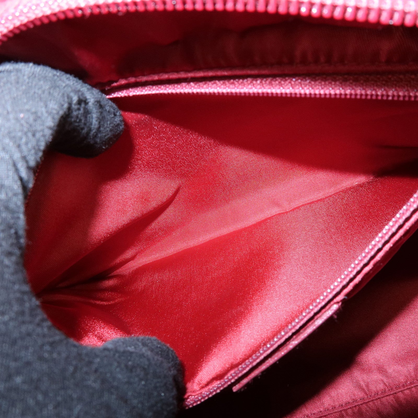 Christian Dior Lady Dior Patent Leather Hand Bag Dior Logo Red