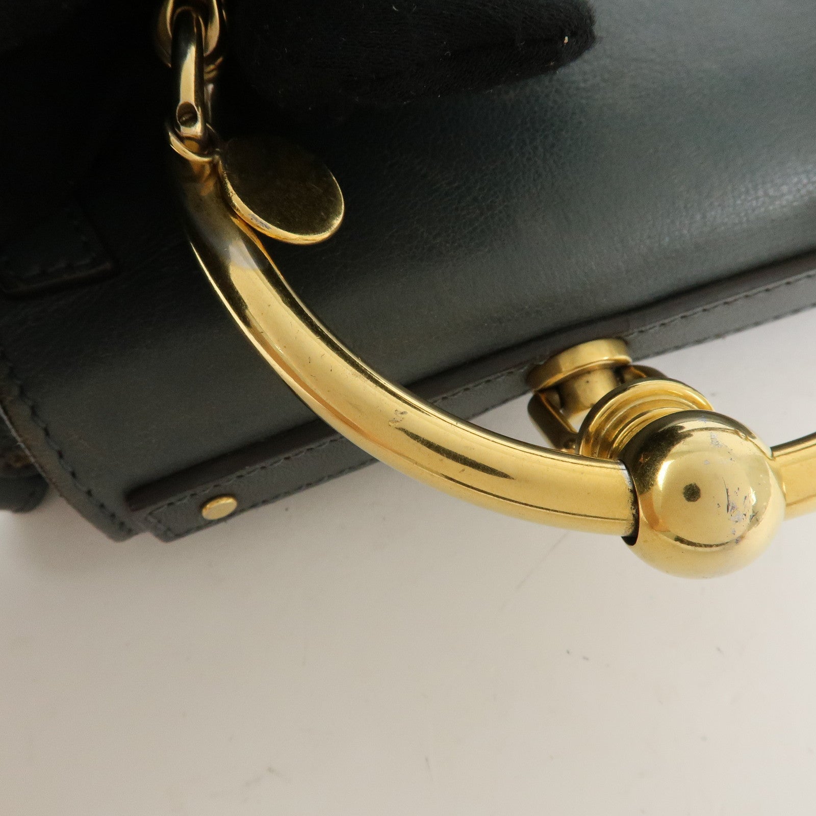 Chloe Nile Leather 2Way Bag Hand Bag Bracelet Bag Blue