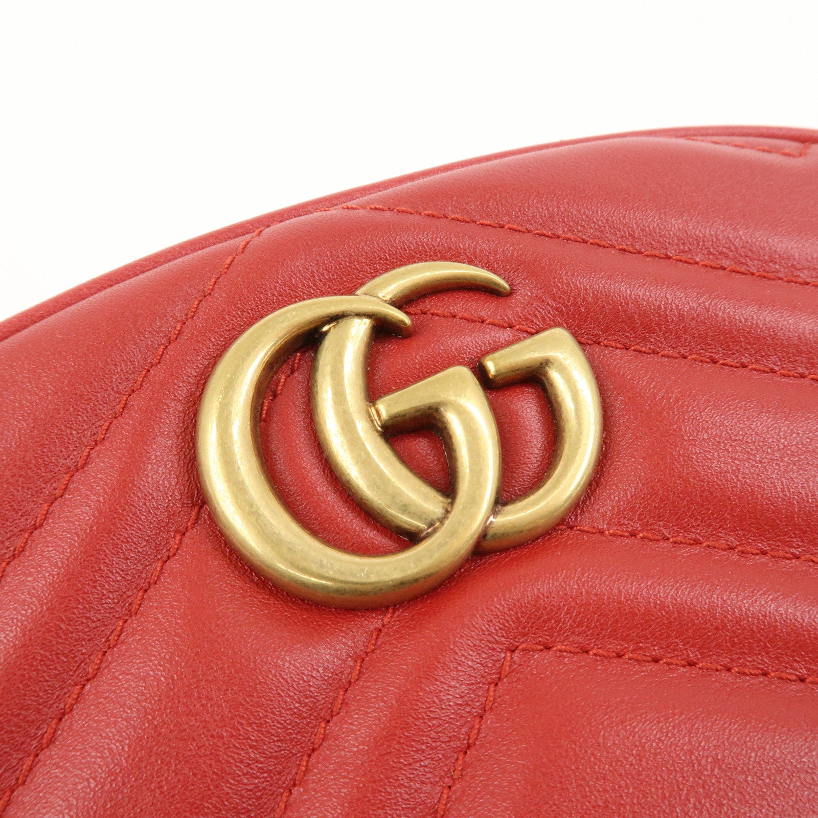 GUCCI GG Marmont Leather Waist Bag Crossbody Bag Red 476434