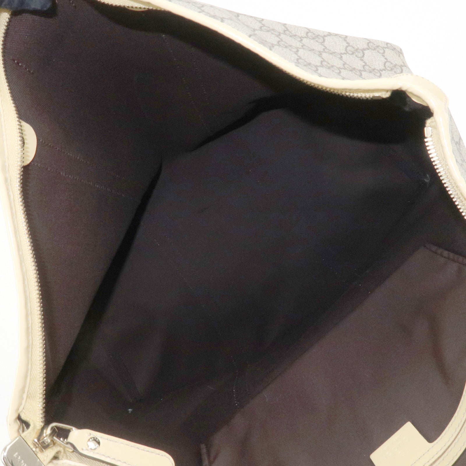 GUCCI GG Supreme Monogram Patent Leather Tote Bag Beige 201482