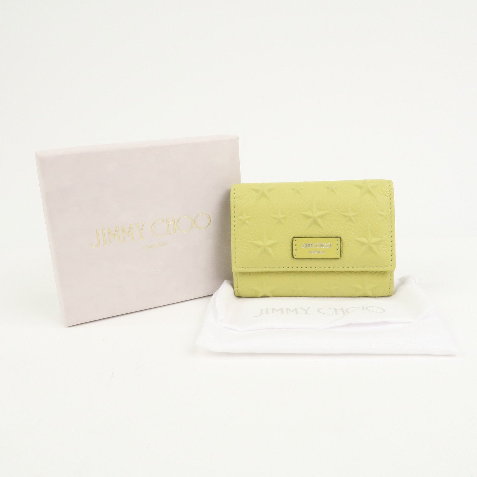 JIMMY CHOO Logo Leather 6 Rings Key Case Key Holder Yellow