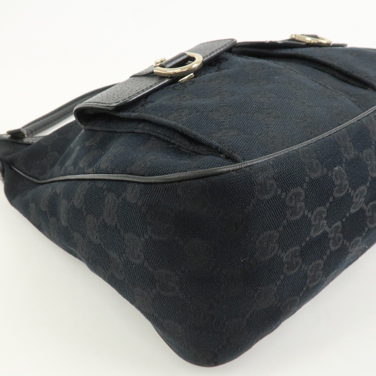 GUCCI Abbey GG Monogram Front Pocket Shoulder Bag Black 153025