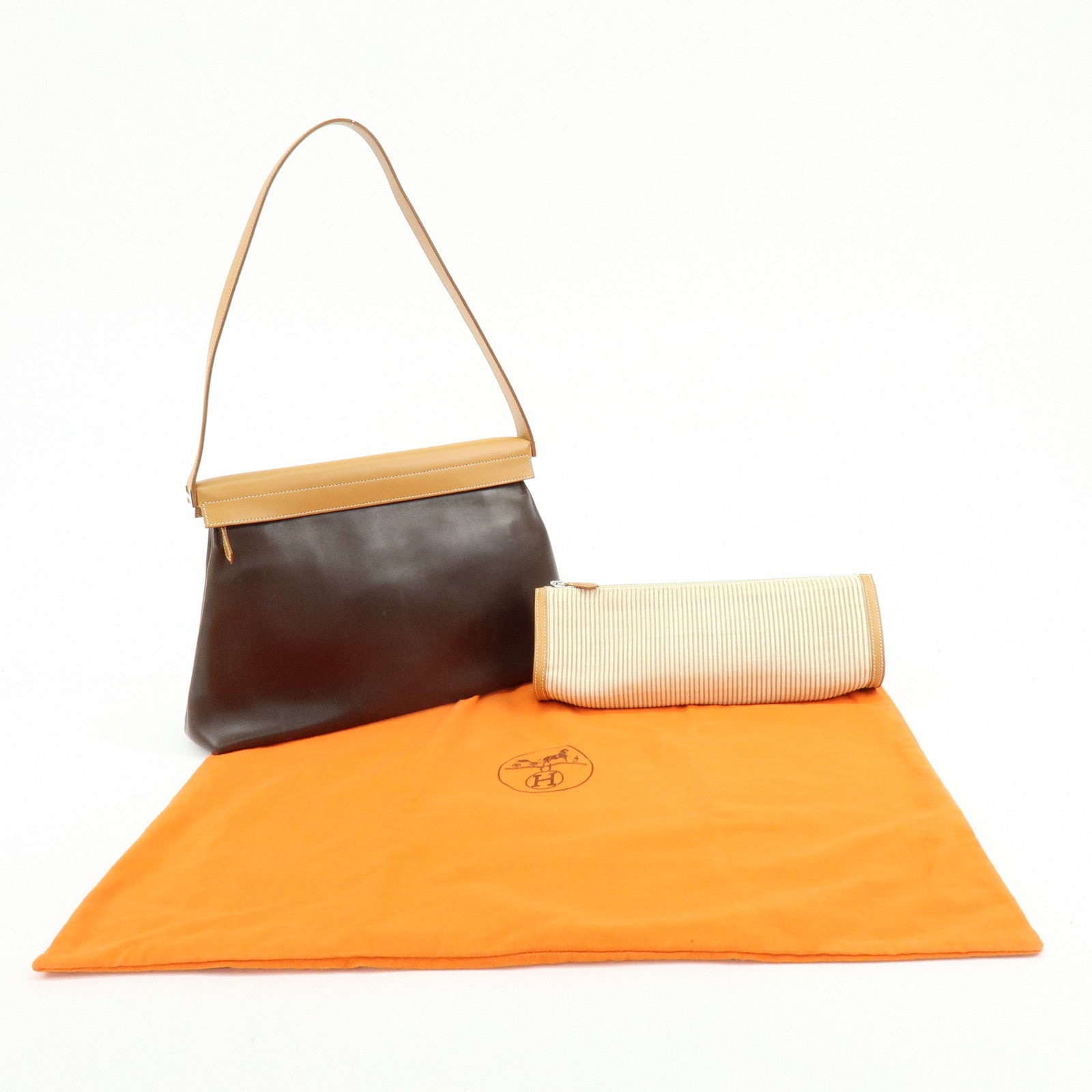 HERMES Yo Bag Crinoline Calf Leather ▢G Stamped Shoulder Bag Brown